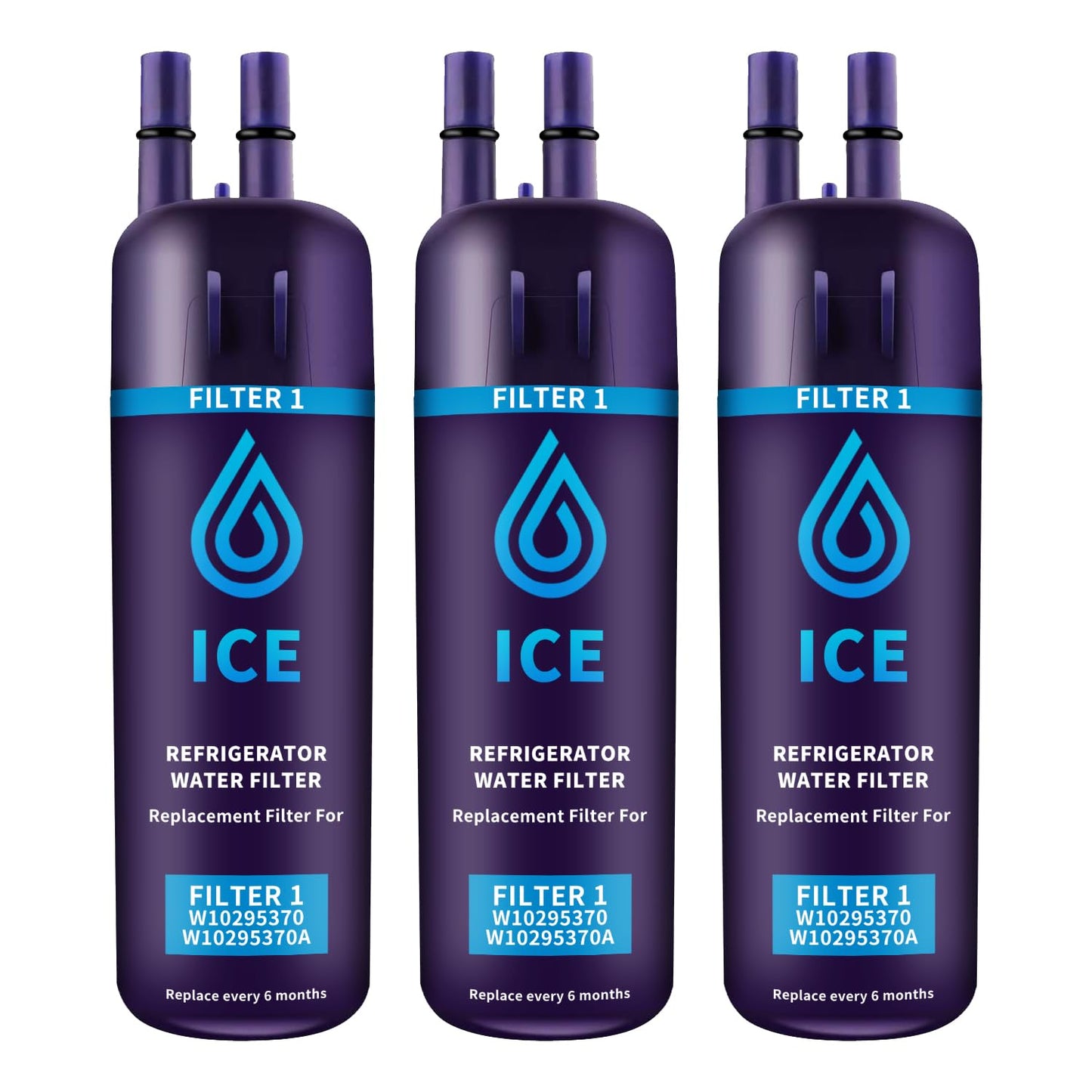 3 Pack W10295370a Refrigerator Water Filter Compatible with Whirlpool Water Filter 1,W10295370,EDR1RXD1,P4RFWB,Kenm0re 46-9081,Kenm0re 46-9930(Blue)