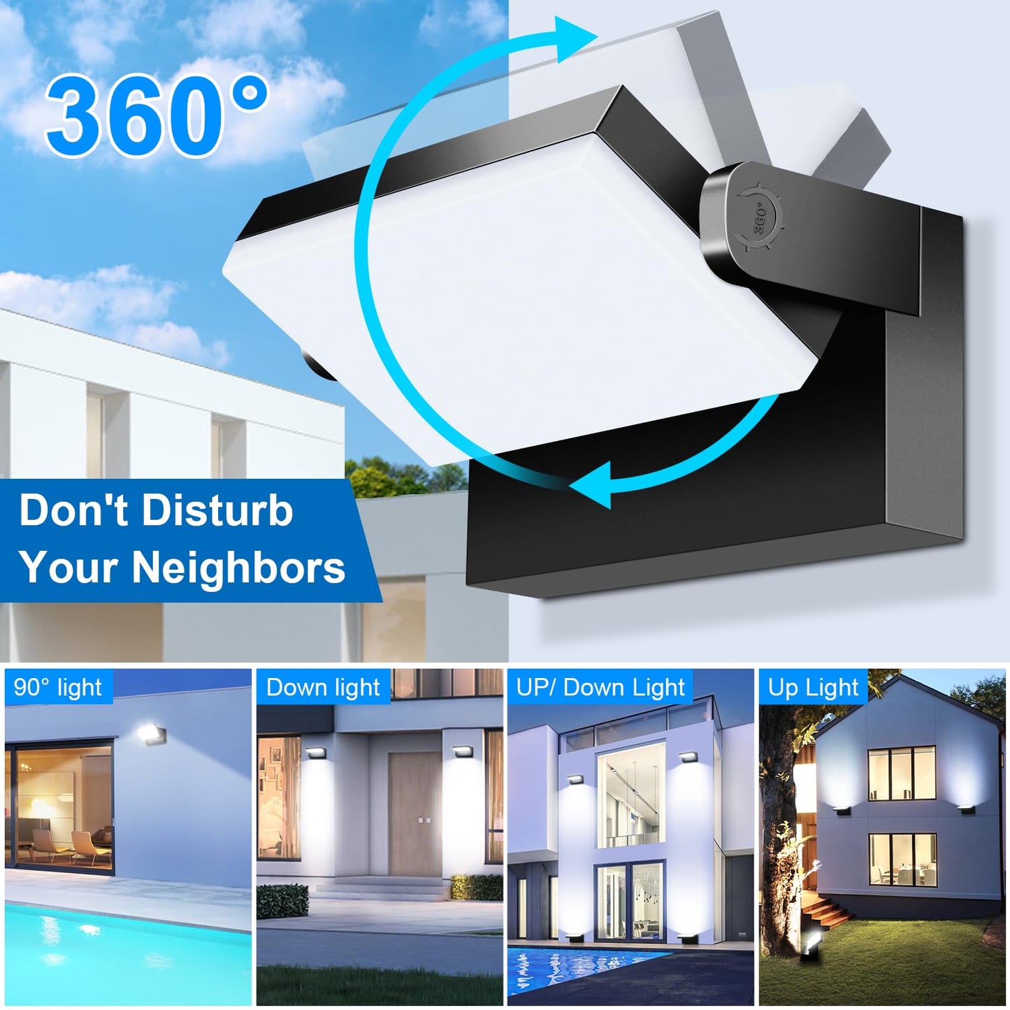 40W LED Wall Light 360 Degree Adjustable Porch Light Outdoor 6000K 4000LM LED Wall Pack for Yard Garage Barn Garden