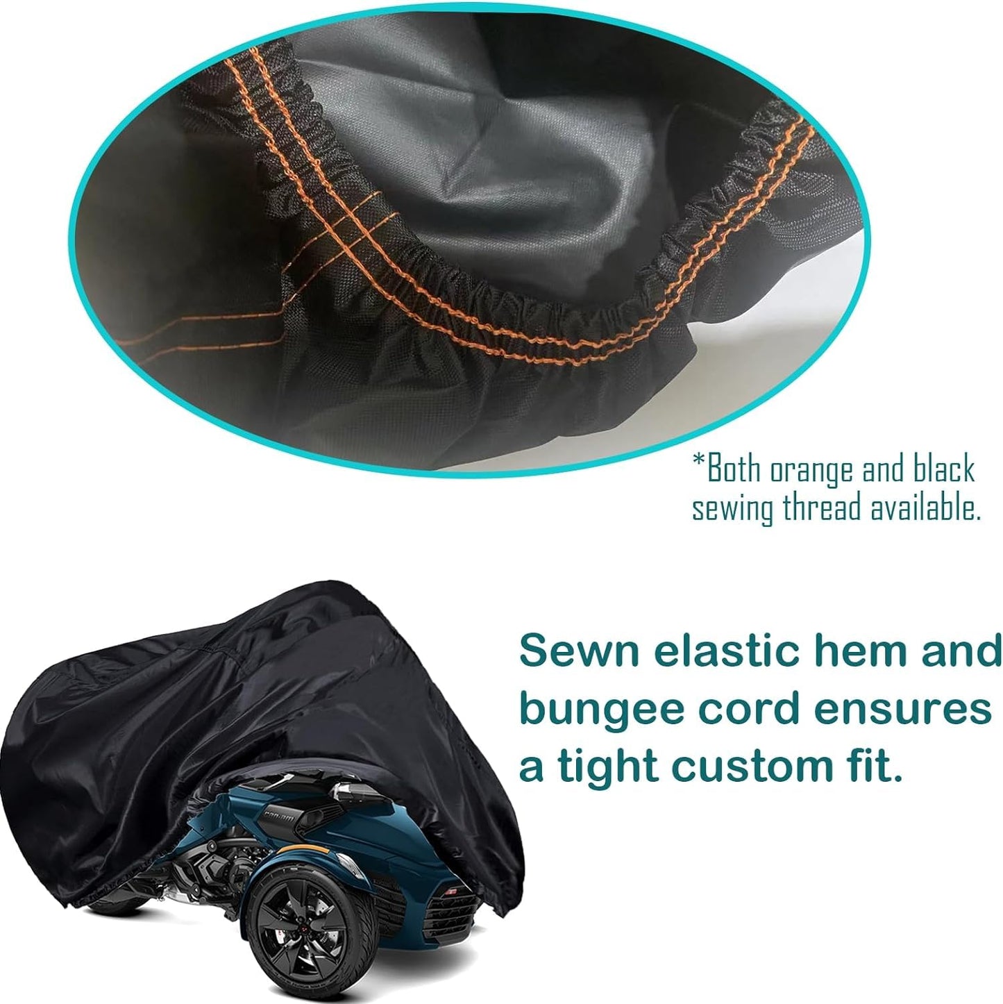QYMOTO Spyder F3 Full Cover Ryker Cover Waterproof Compatible with Can Am Spyder F3-S/F3-T Ryker 600 900 Sport Rally 420D Heavy Duty Waterproof All Weather Protection Canvas(NOT for Limited Version)