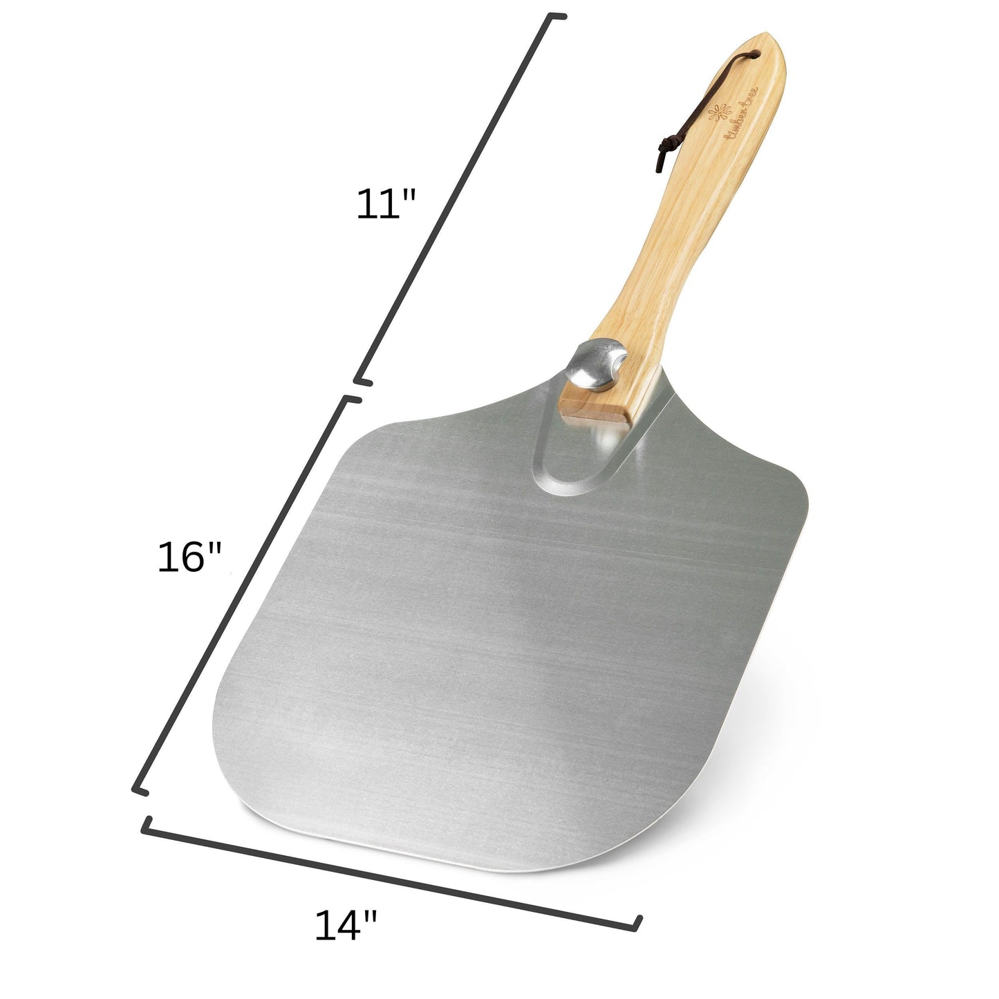 Timber Tree 16 Inch Aluminum Paddle Metal Pizza Peel Shovel with Foldable Wood Handle, 14" Cutter Rocker Blade. Gift Set for Homemade Baking Lovers Like Pizza, Bread and Pastries