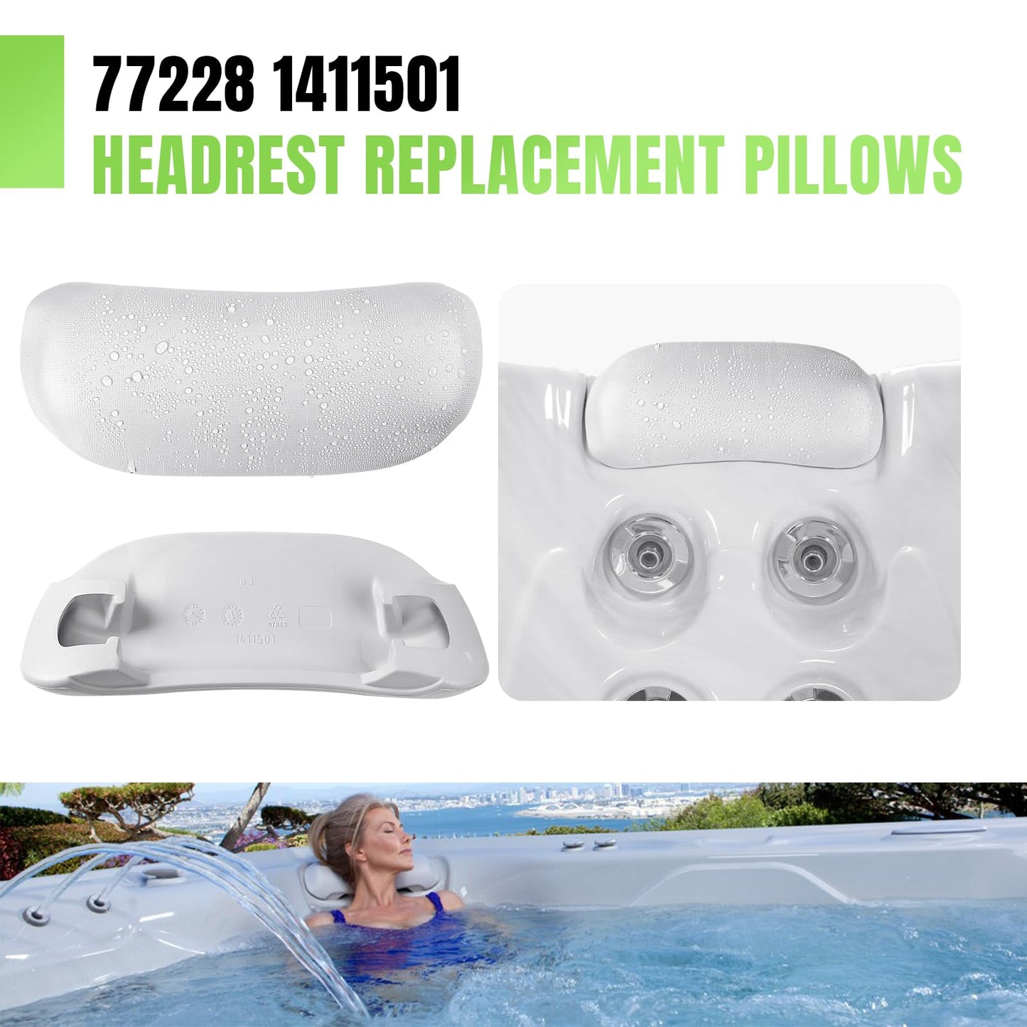 Earthtec 77228 1411501 Replacement for Hot Spring Spas Pillows Compatible with Watkins Highlife Collection Headrest 2014 to Current Spa Neck Pillow (2 Pcs)