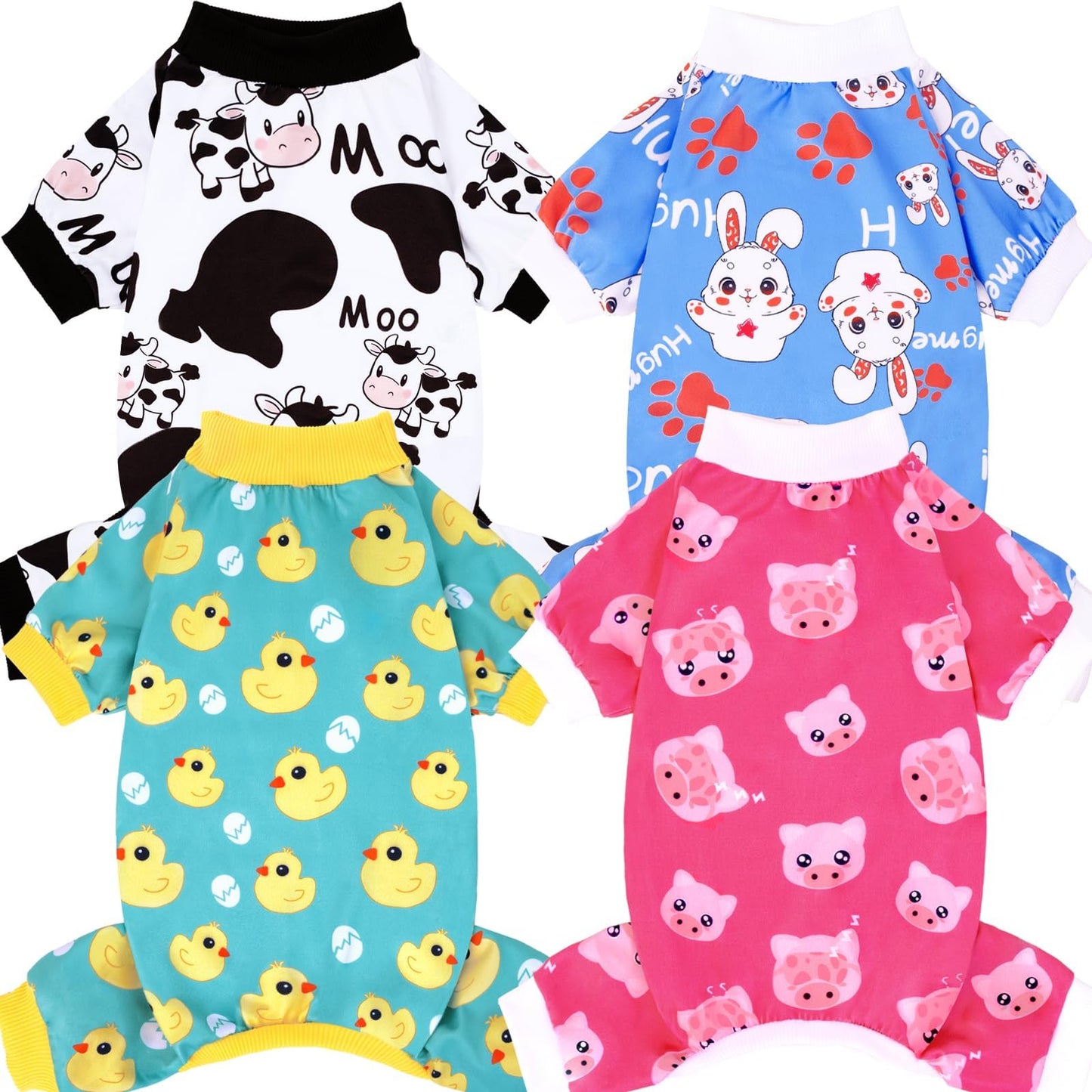 XPUDAC 4 Piece Dog Pajamas for Small Dogs Pjs Clothes Puppy Onesies Outfits for Doggie Christmas Shirts Sleeper for Pet Cats Jammies-M
