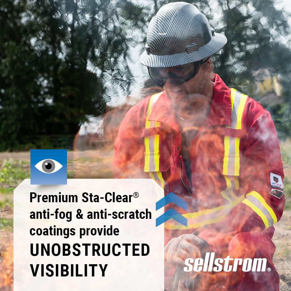 Sellstrom Odyssey II Wildland Fire Safety Goggles - Anti-Fog, Anti-Scratch Eye Protection Goggles for Men & Women - FR Strap, fits Over Glasses, ANSI Z87.1