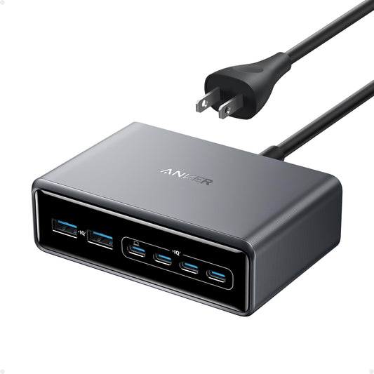 Anker Prime Charger, 200W 6-Port GaN Charging Station, USB-C PD Fast Charging Desktop Charger, Compatible with iPhone 17/Series, Samsung, MacBook, Dell and More