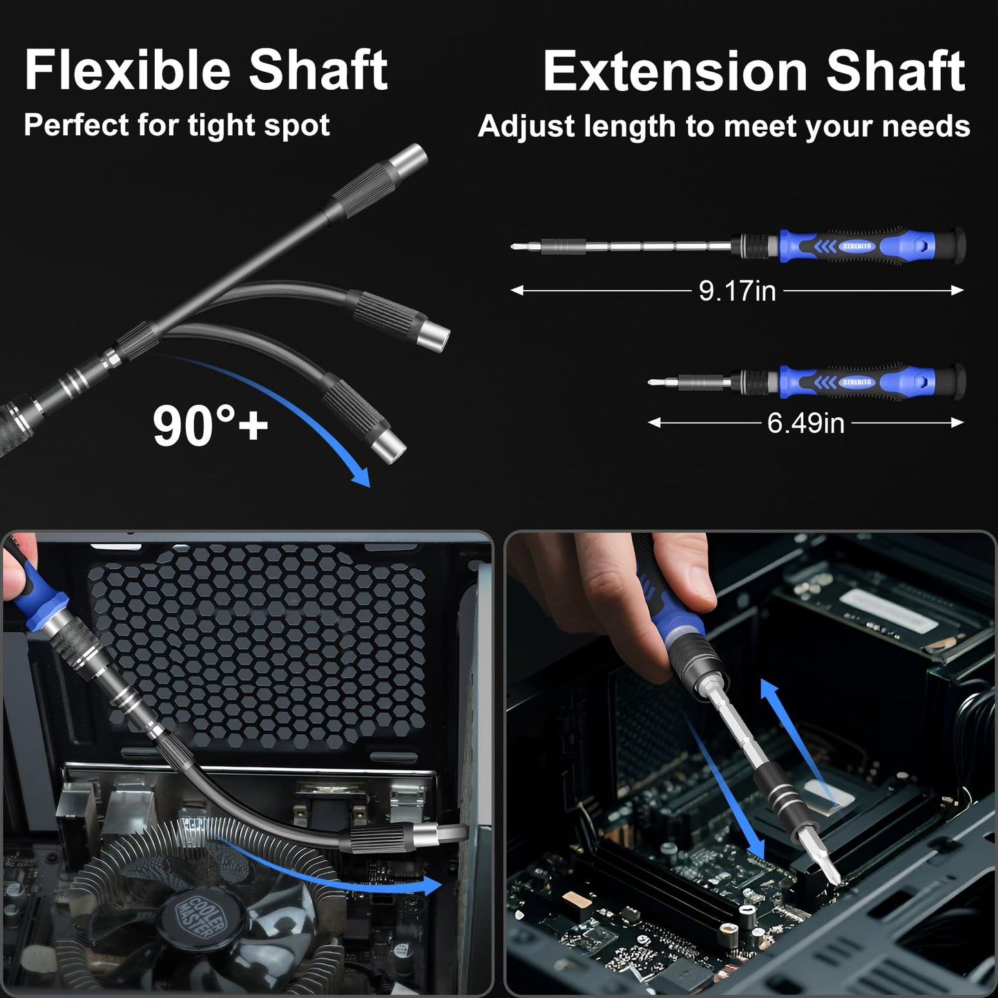 STREBITO 144-Piece Upgraded Electric Screwdriver, Max 0.7 N.m, 120 Magnetic Bits, 5-Gear Torque Adjustment, Precision Screwdriver Set, Repair Tool Kit for Tech, Electronics and PC