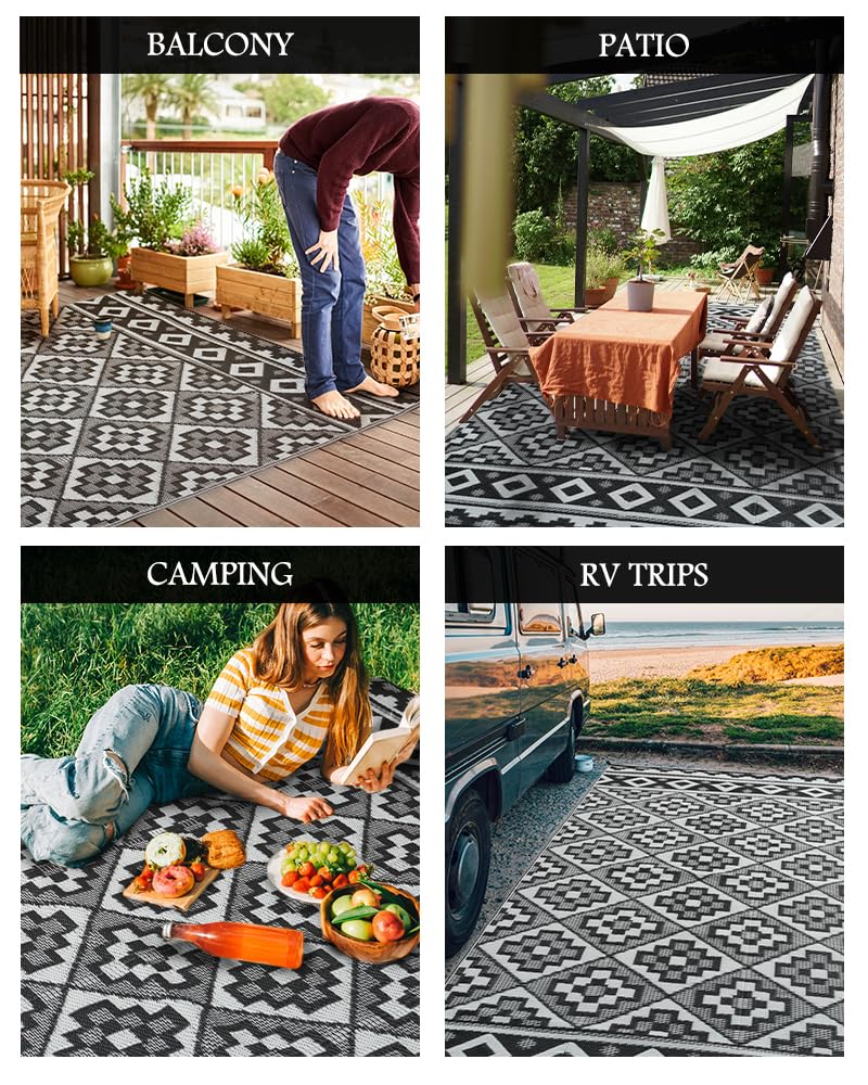 Outdoor Rug-Patio Rug 5X8 Outdoor Carpet Waterproof Reversible Outdoor Rugs Portable RV Mat Plastic Straw Mat for Patio Balcony RV Camping Backyard Picnic