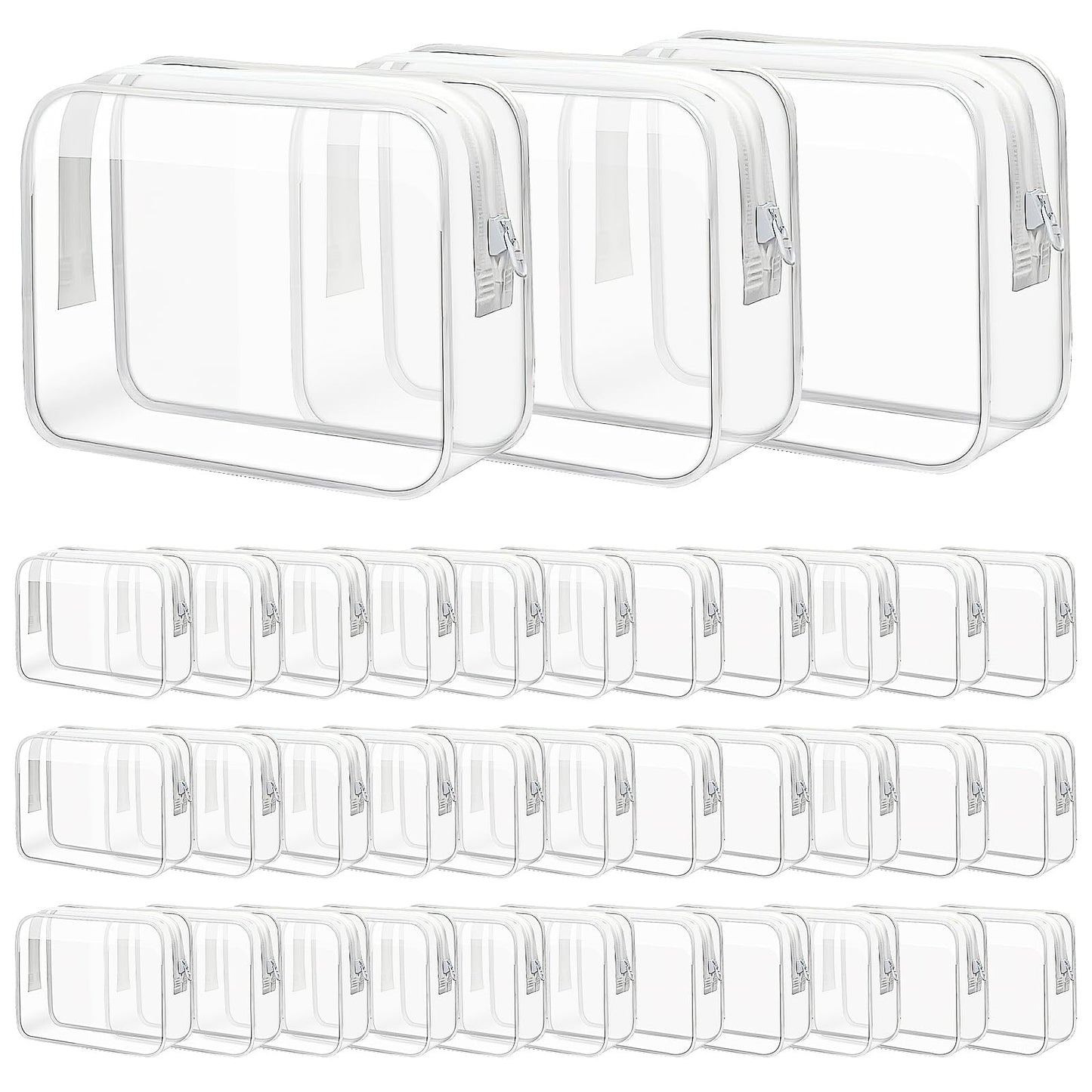 36 Pack Clear Makeup Bags Bulk, Clear Cosmetics Bag Plastic Travel Bags Clear Plastic Toiletry Bags with Zipper Waterproof Portable Clear Bags for Travel Women Men Bathroom Organizing, White