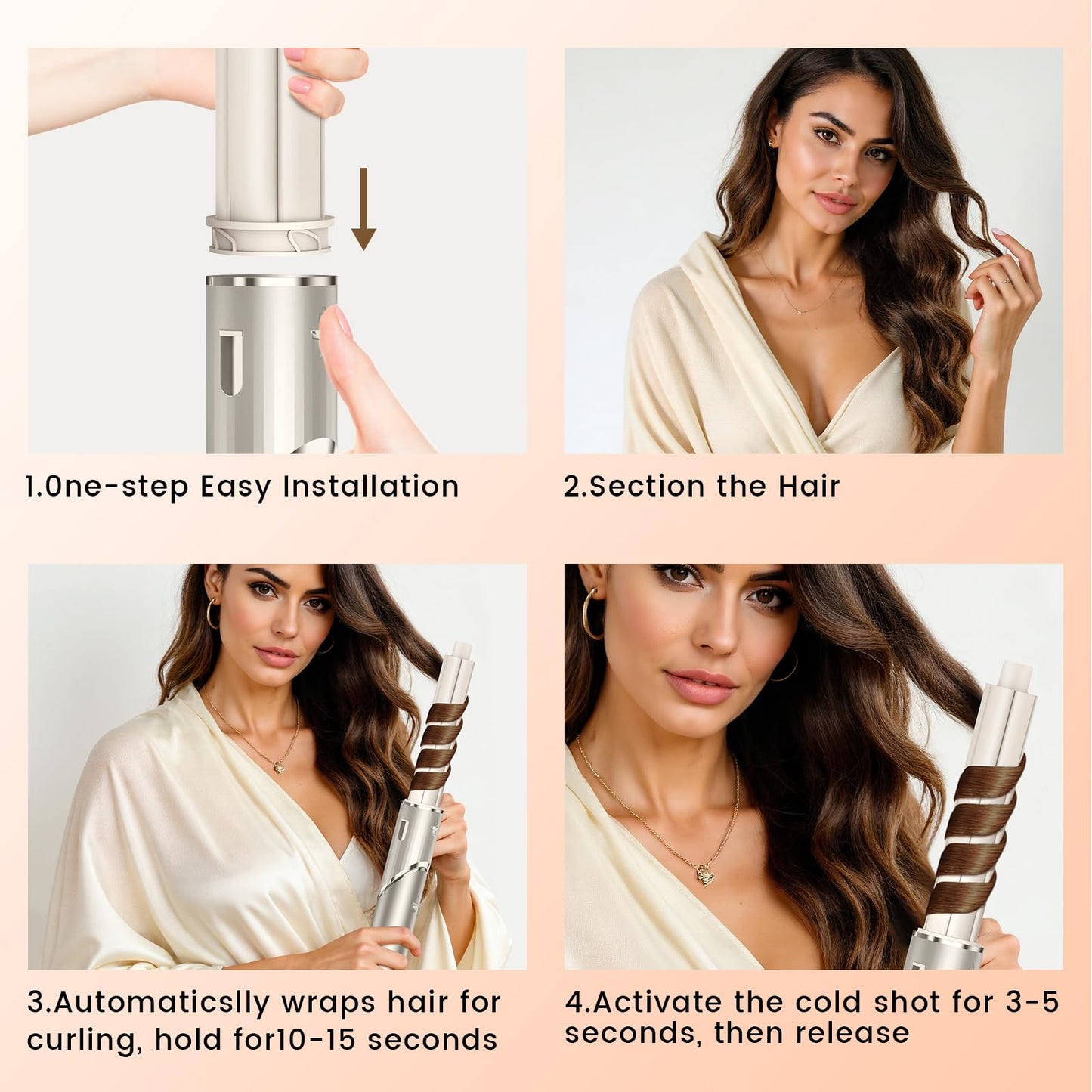 1 Pair Auto-Wrap Hair Curling Barrels Compatible with Shark FlexStyle Air Styling & Drying System, Self-Curling Accessories for Shark HD400 Series Hair Curl Barrels