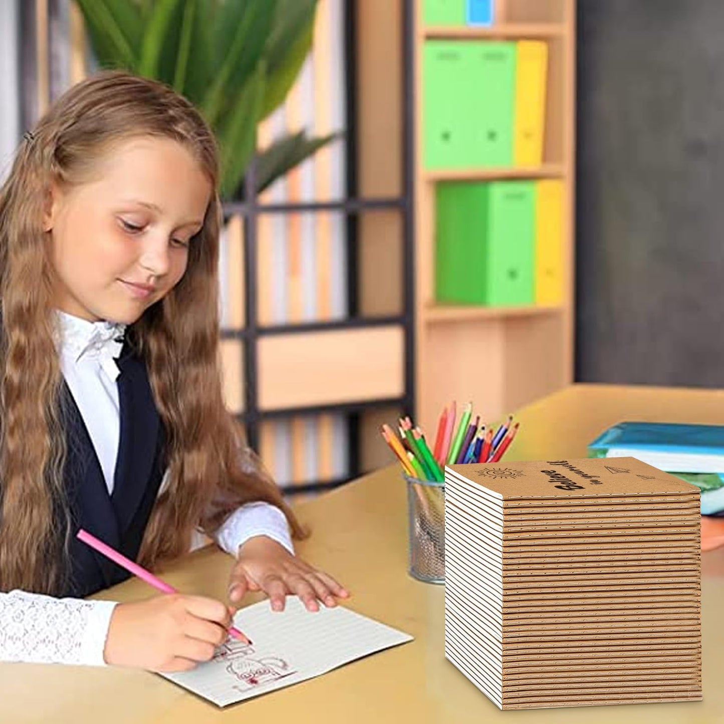 48 Pack Mini Notebooks Bulk, Motivational Journals Kraft Paper Notebook 40 Lined Page Funny Small Pocket Notebook Brown Mini Journals for Kids School Office Prizes Travel (4.1 x 5.5 Inch)