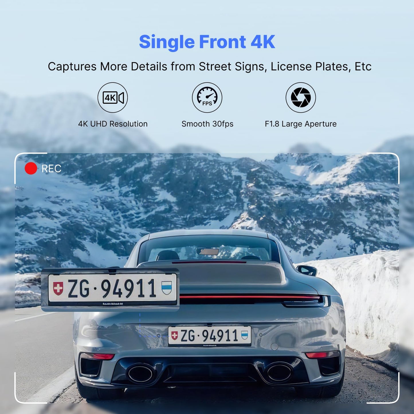 Dash Cam Front with 32G SD Card, Miofive 4K/2160P Car Driving Recorder 3'' IPS Screen 140°Wide Angle Dashboard Camera Aluminum Alloy Case, HDR G-Sensor Parking Monitor Loop Recording Motion Detection