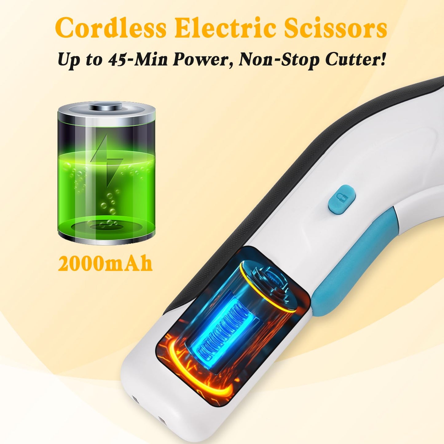 Cordless Electric Scissors, 4V Electric Mini Box Cutter, Carpet & Cardboard Cutter Tool with a Replacement Blade/Charger, Rotary Cutter for Cardboard Packages Leather Plastic (White)