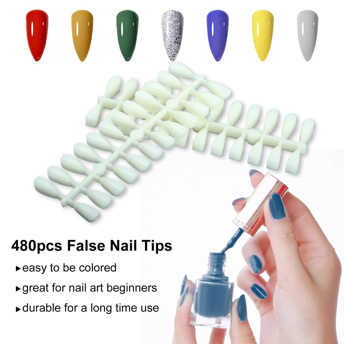 C12rtive 320 Nail Color Book,Nail Color Display Book with 480 Nail Tips & 1-400 Number Labels,Professional Nail Color Swatches Book for UV Gel Polish Nails Art Design(Green)