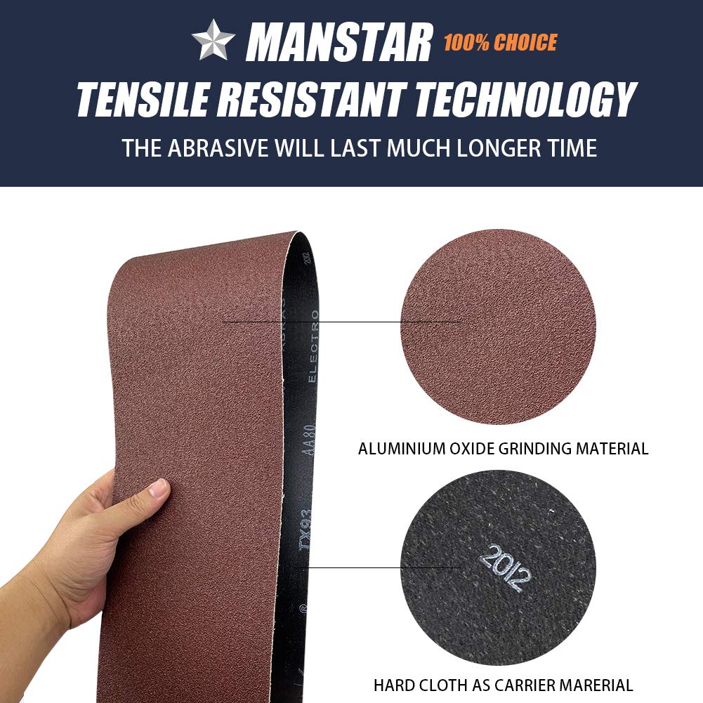 10 Pcs 6 x 48 Inch Assorted Aluminum Oxide Sanding Belt,80/120/150/240/400 Grit