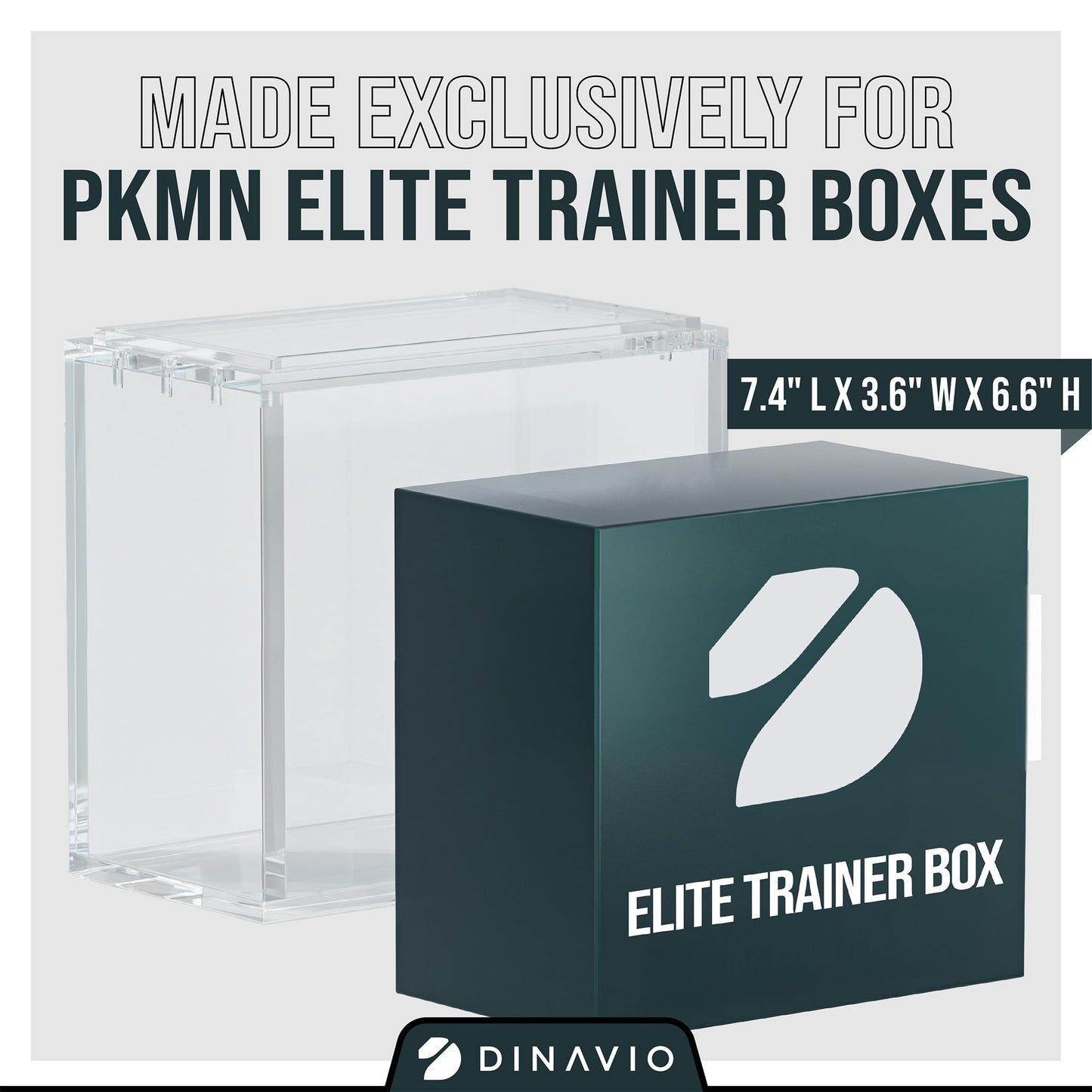 Dinavio Crafthouse Elite Trainer Box Acrylic Display Case Stackable - 8mm + 5mm Ultra Thick Acrylic with N52 Strong Magnets - ETB Case Protector - Compatible with Elite Trainer Boxes