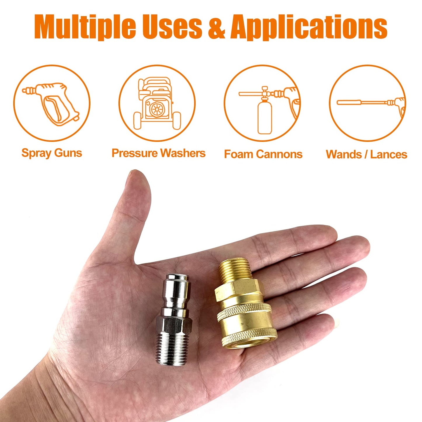 4 Pairs NPT 1/4 Inch Pressure Washer Quick Connect Couplers - Male Female Connector Fittings Adapters, External Thread