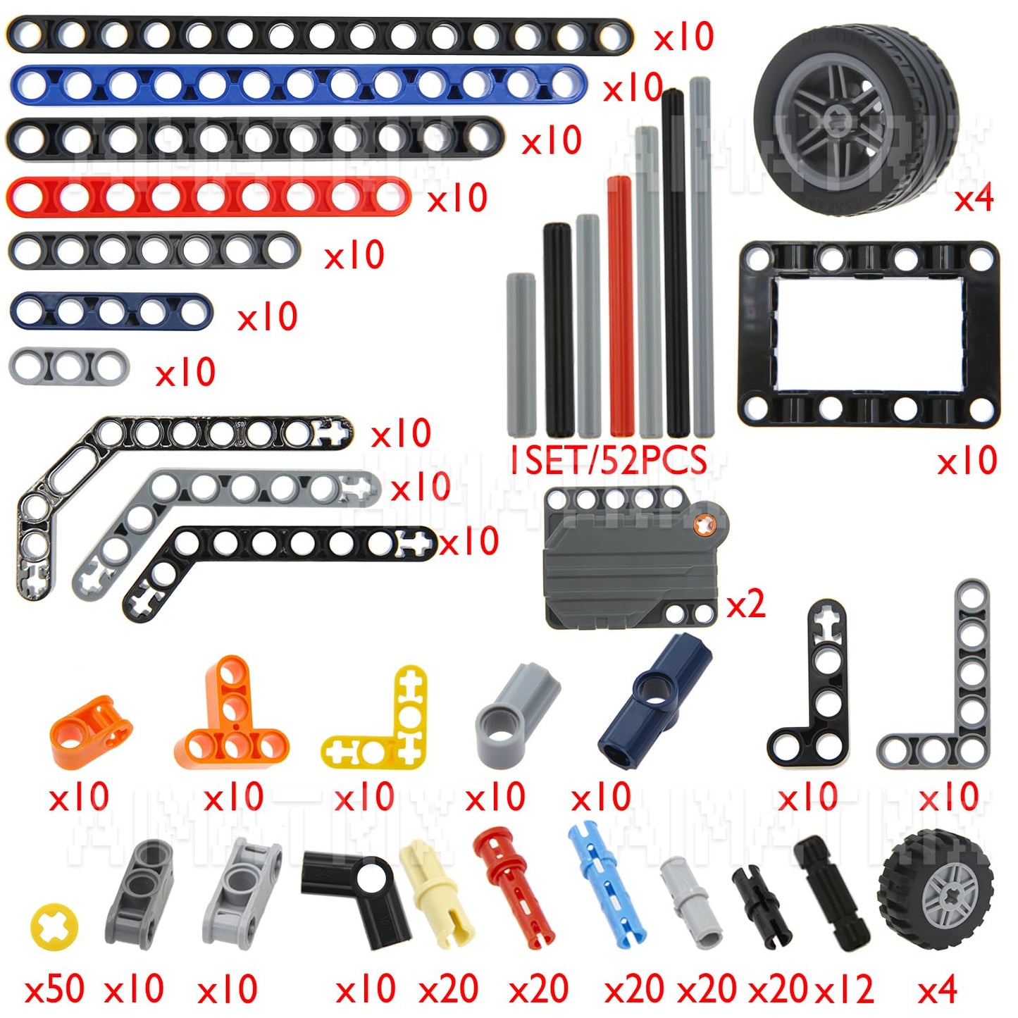 AIMATRIX 417Pcs Technic-Parts Gears and Tracks,ompatible with Mainstream Building Block Brands,axle-Pin-Connectors Cross shafts-Motor-Pins-Beam Kits,MOC Arts for Building Kits.