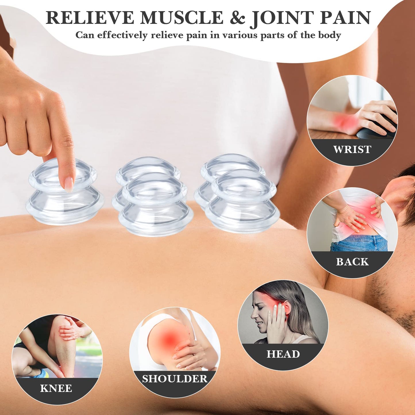 Syhood 16 Pcs 4 Sizes Cupping Therapy Set Silicone Cupping Massage Cups Professional Therapy Studio and Household Set for Cellulite Reduction Body Myofascial Muscle Nerve Joint Pain