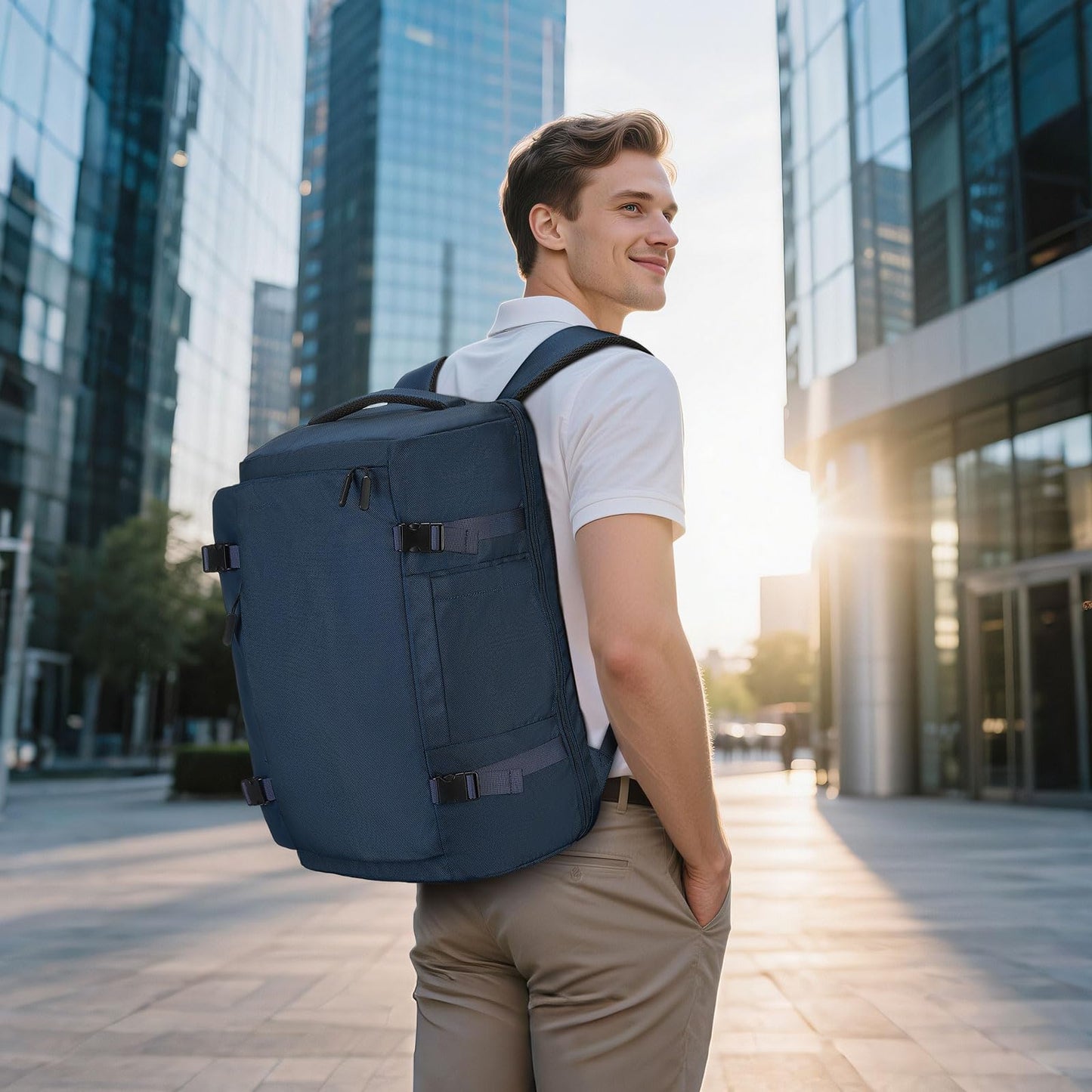 SUIKIHUM 40L Travel Backpack, TSA Friendly Flight Approved Carry on Backpack for Men Women, Fits 17.3 Inch Laptop with USB-A&C Ports, Weekender Bag, Blue