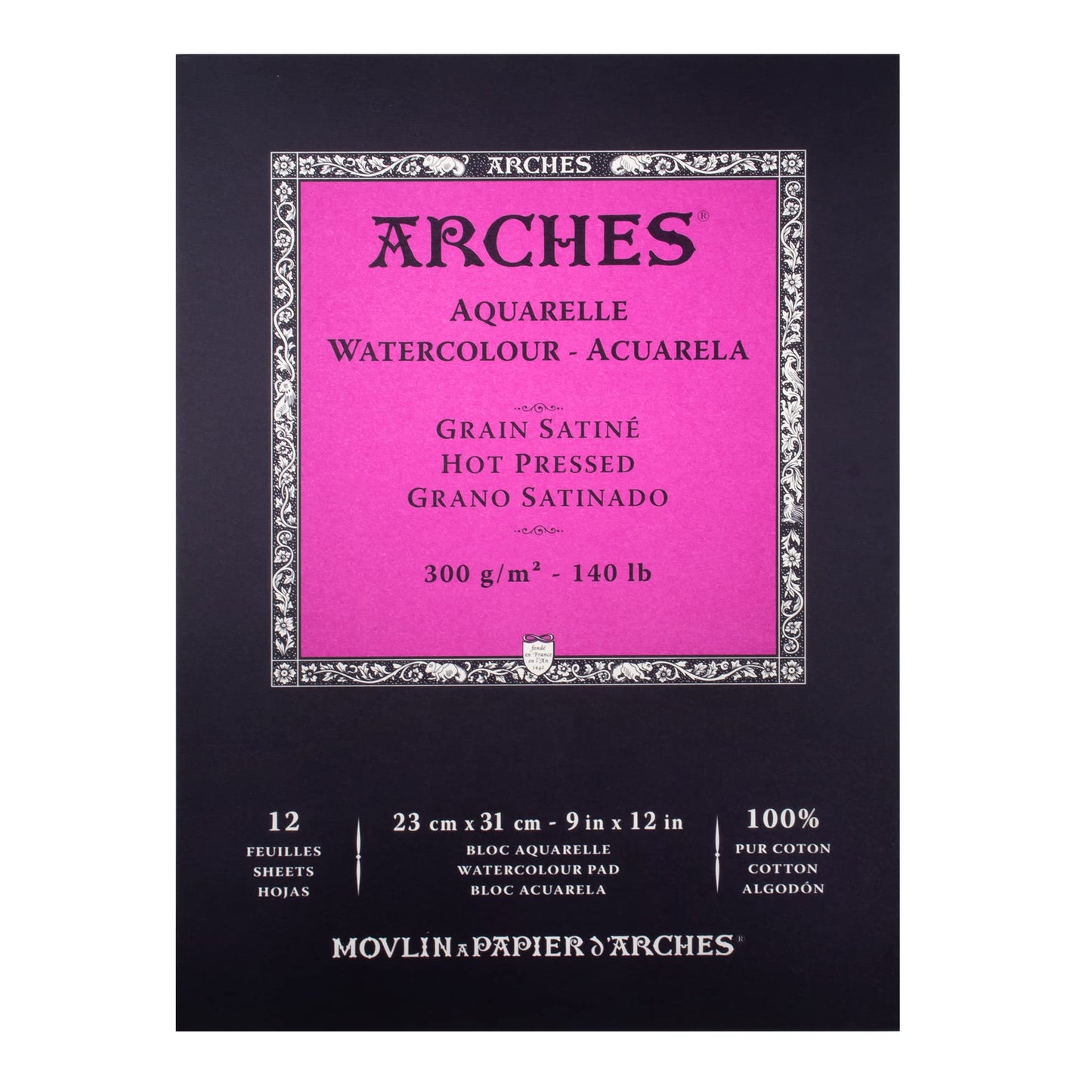 Arches Watercolor Paper Pad, 140 Pound, Hot Press, 9"x12"