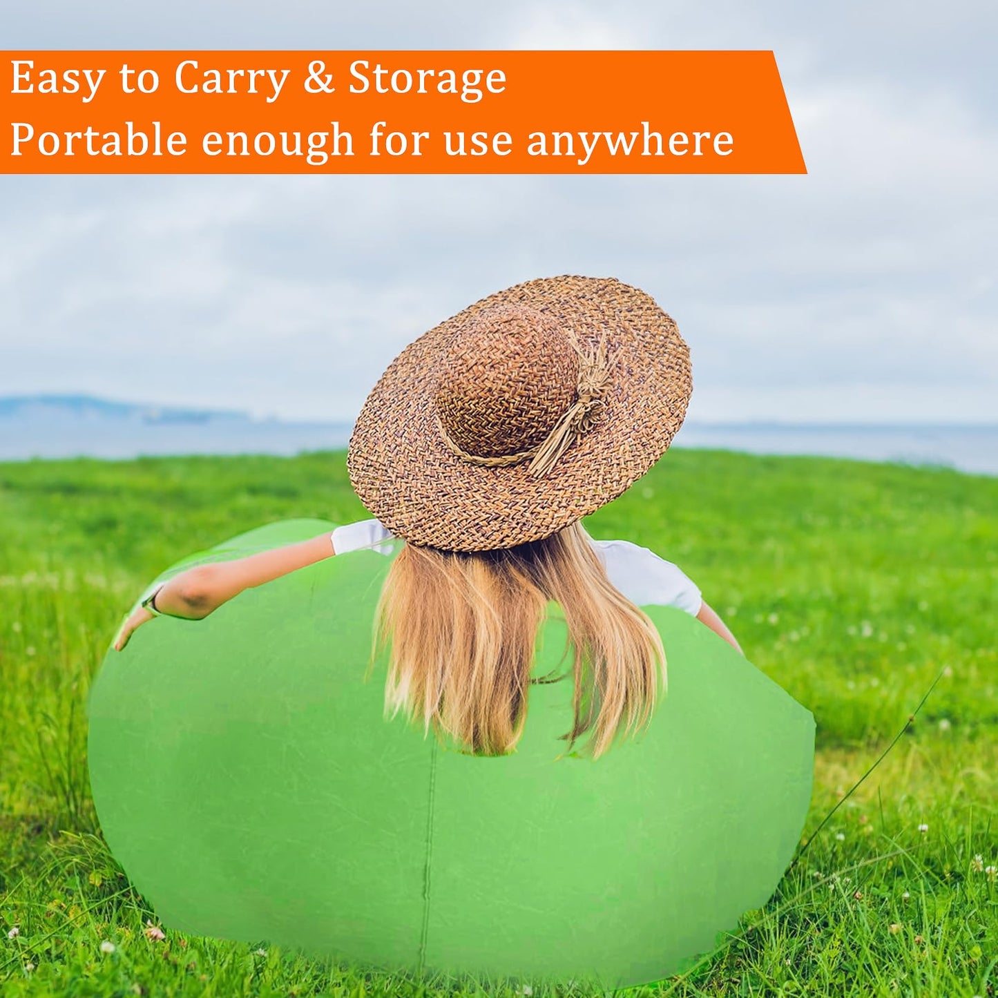 2 Pack Bean Bag Chairs for Adults, Inflatable Chair with Electric Air Pump, Blow Up Lounger Chair, Folding Inflatable Sofa Couch for Camping Living Room Outdoor Activities