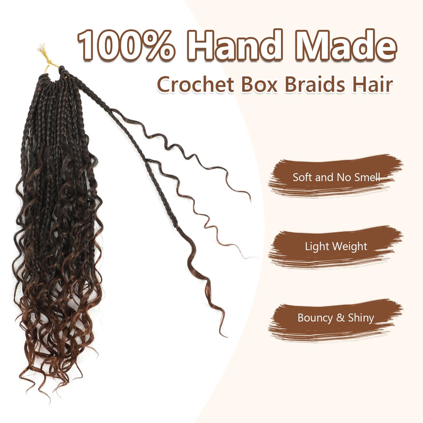 8 Packs Goddess Box Braids Crochet Hair-12 Inch Crochet Box Braids Pre-looped Bohomian Crochet Braids Hair Synthetic Braiding Hair Extensions Crochet Hair for Black Women(1B/30)