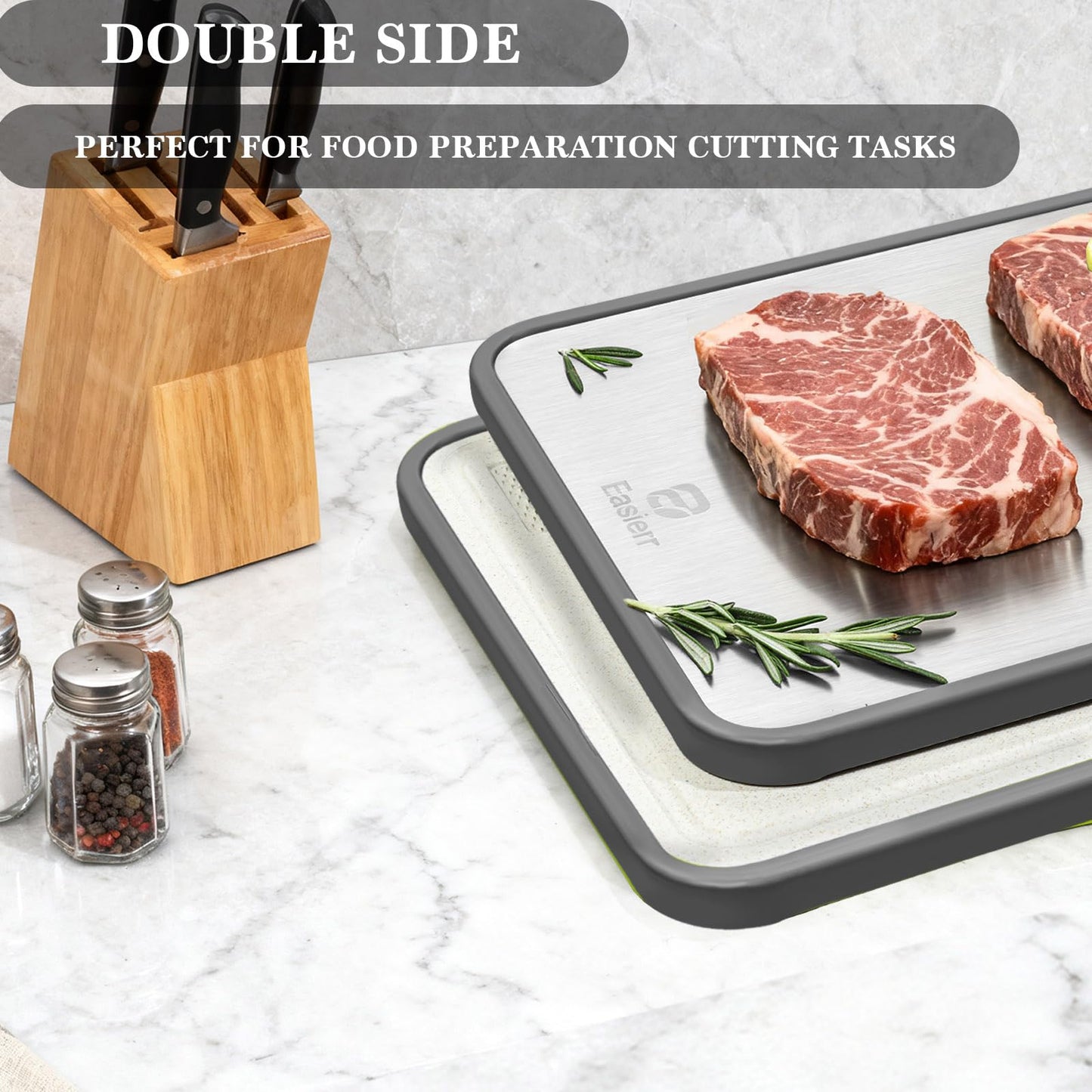 Easierr Extra Large Titanium Cutting Board, Cutting Board for Kitchen with Juice Groove, 17 x 12 inch