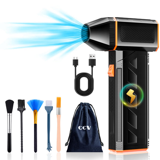CCV Compressed Air Duster - 130000RPM Electric Air Duster for Cleaning Keyboard&PC 3 Gears Adjustable Rechargeable Cordless Jet Dry Blower Air Blower for Car and Home