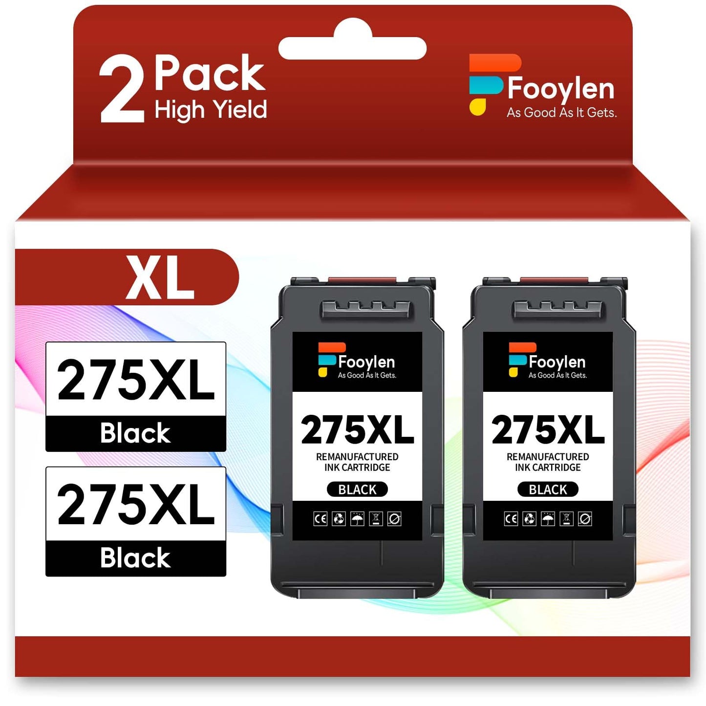 Fooylen PG-275XL 275XL Black Ink Cartridge Replacement for Canon 275 XL 275XL Ink Cartridges Compatible for Canon TR4720 TR4700 Ink Cartridge TR4722 TS3500 TS3520 TS3522 Printer (2 Black)