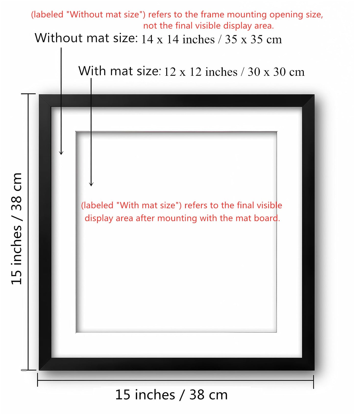 NIHO-JIUMA Wood Photo Frame, Fits 14 X 14 in / 35 X 35 cm Diamond Painting or Oil Paintings Photos, Pine Wood Picture Frames & Plexiglass (2-piece set, Black, With Mat)