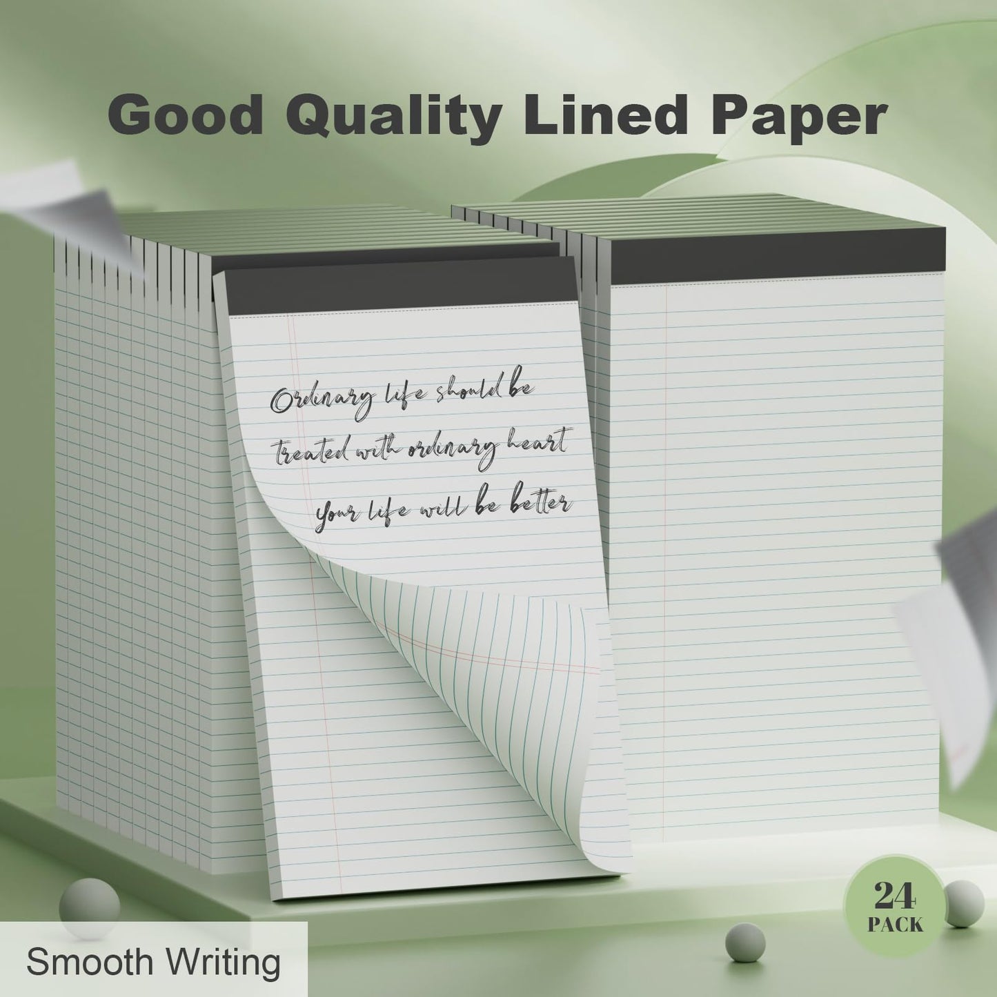 24 Pack White Legal Pads 8.5 x 11 Narrow Ruled, Notepads College Ruled Pads of Paper With Sturdy Back 37 Lines 70 GSM Paper, Writing Note Pads 30 Sheets Per Writing Pad for Taking Notes, Reminders