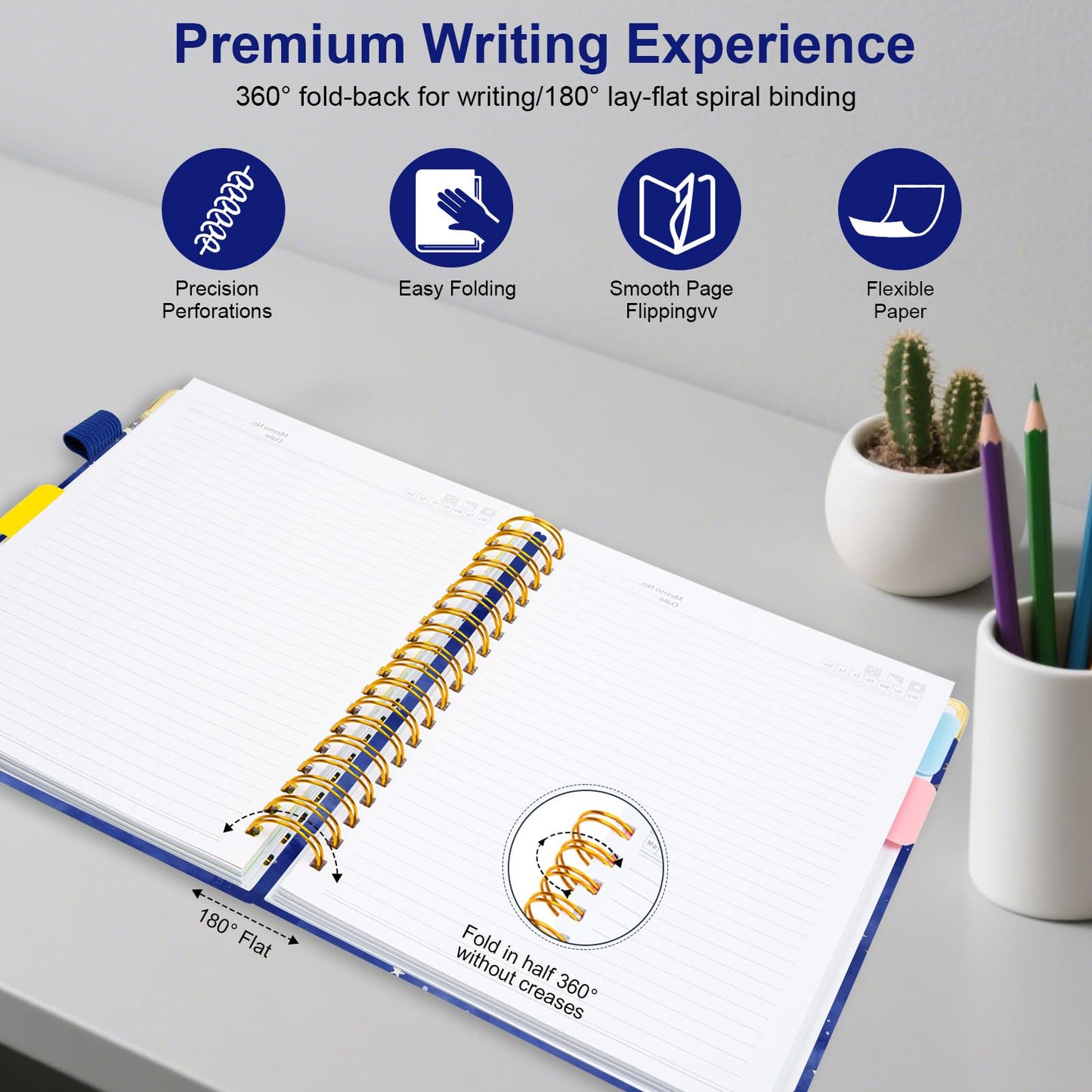 Spiral Journal Notebooks for Work, 300 Pages 5 Subject Notebook College Ruled with Dividers & Tabs, Notebook Journal for Women Students Note-Taking and Organizer (Starlit Meteor, B5(8"x10"))