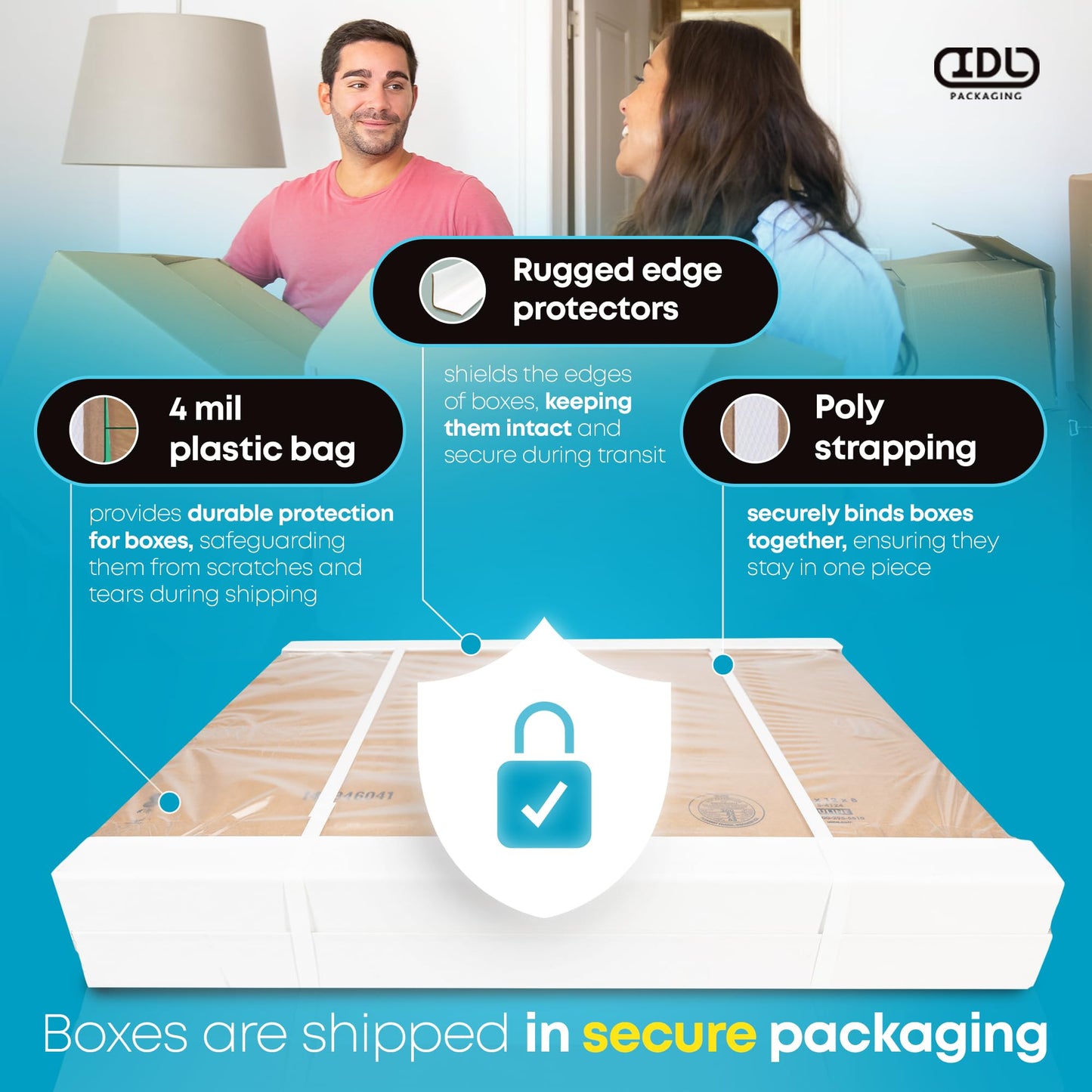 Medium Shipping & Moving Boxes 16 x 12 x 12 inches (5-Pack) - Extra Strength 200 lb vs Regular - Corrugated Boxes for Packaging Moving and Delivering - Box to Pack - Carton Box by IDL Packaging
