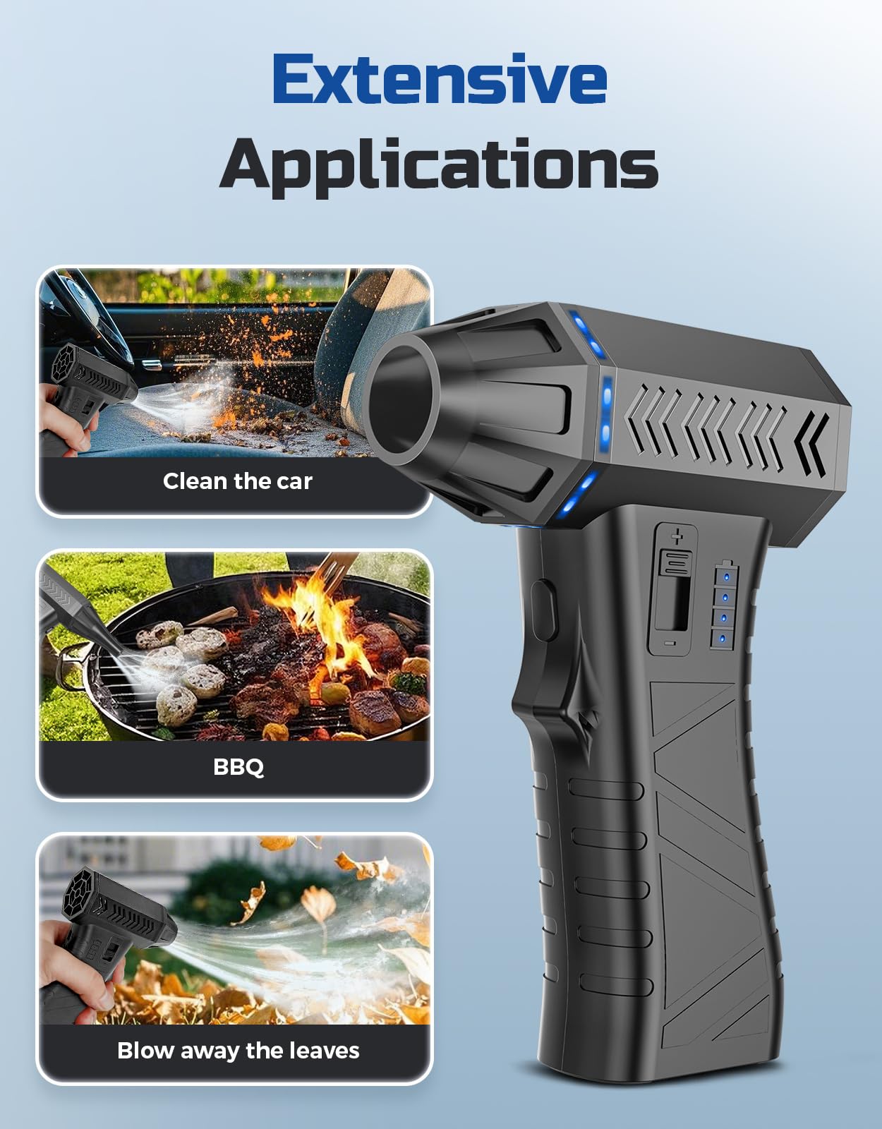 Compressed Air Duster -300000RPM Air Blower Gun Replace Dust Off Canned Air Spray, 8000mAh Battery Keyboard Cleaner Electronic Cleaning Kit, Mini Turbo Jet Dry Blower for PC/Computer/Blaster