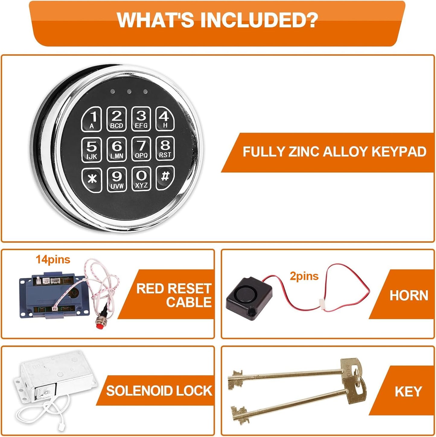 TeukRiGa Gun Safe L-ock,Digital Electronic Keypad L-ock for Safes with Solenoid L-ock & 2 Override Keys,High Security Fireproof Safe Box Circuit Board L-ock