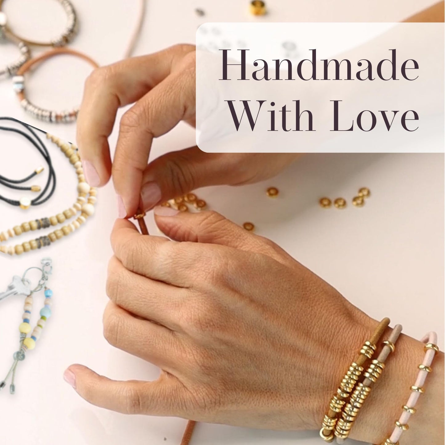 By Lilla Hair Ties for Women No Damage – The Original Bracelet Hair Tie – Hand Made Jewelry with Luxury Elastic and Tarnish Free Gold and Silver – Boho Hair Accessories and Wrist Stacks (Sahara)