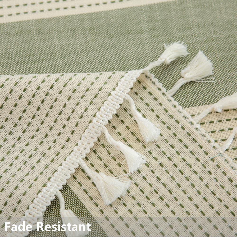 TruDelve Sage Green Table Cloths Rectangular Cotton Boho Striped Tablecloth Outdoor Table Cloth for Picnic Table Cover (70"x55", Green)
