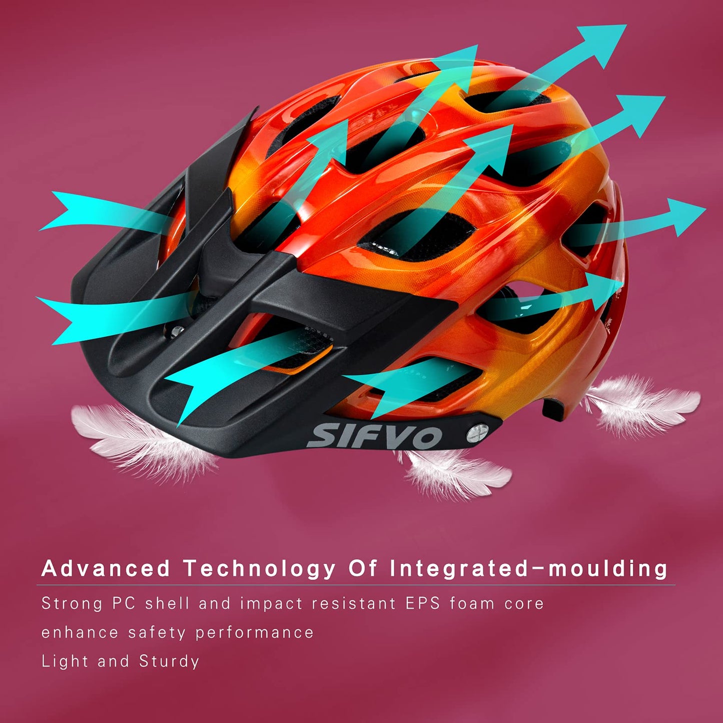 Kids Bike Helmet, SIFVO Kids Helmet Boys and Girls Bike Helmet with Cool Visor Bike Helmet Kids 6+, Youth Bike Helmet Kids Mountain Bike Helmet Lightweight and Sturdy（52-58cm）