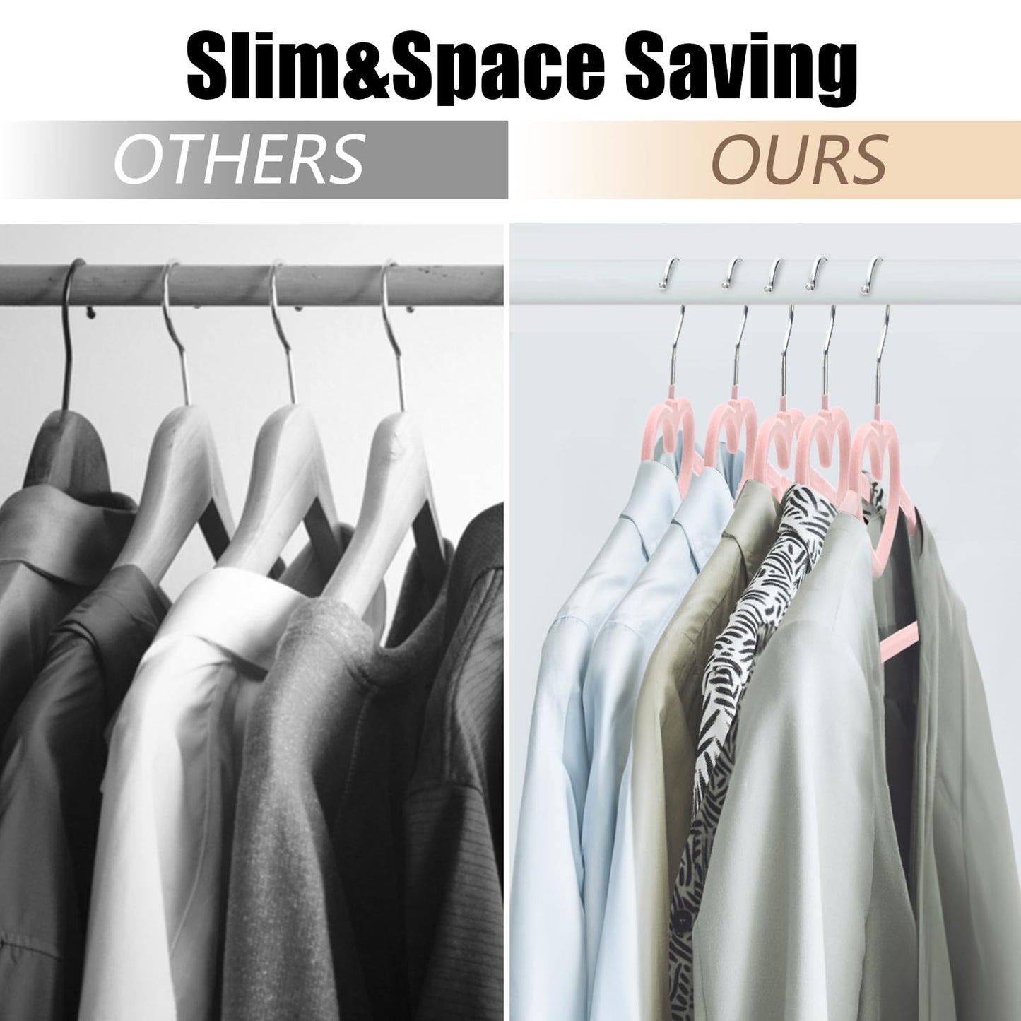 Coloch 50 Pack Pink Velvet Hangers, Non-Slip Clothes Hangers with 360 Degree Rotating Hook Thin Felt Adult Hanger for Coat, Dress, Shirt,Jacket