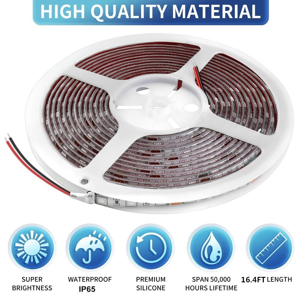 ROLiGHTiC RV Awning Lights, 12V 16.4FT White Camping Awning Lights, Motorhome Travel Trailer Food Trucks Van Waterproof Canopy Led Strip Lighting, RV Exterior Underglow Light