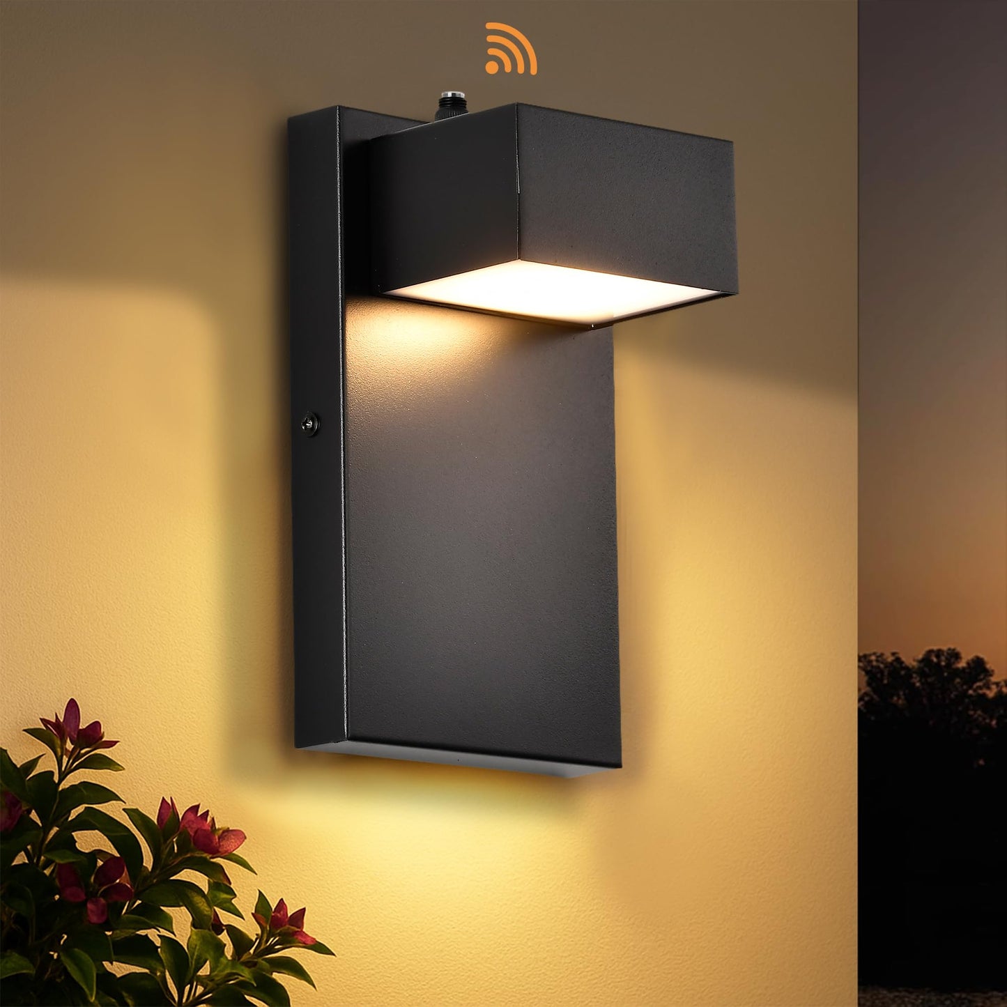 Outdoor Light Fixtures with Dusk to Dawn Sensor, White LED Porch Lights, 3000K Warm White, Rust-Resistant Modern Waterproof Wall Lantern for for Porch, Patio, Garage, Entryway