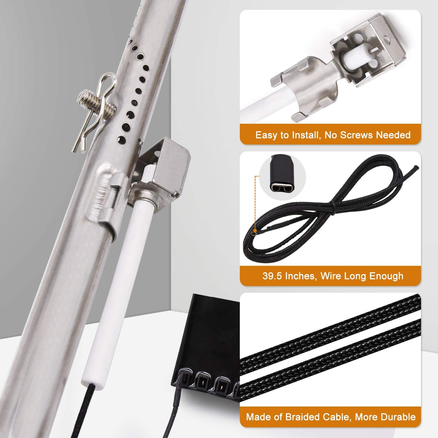 BBQ Parts Replacement for Char-Broil 4 Burner 466335517 463377217 463377017 463377319 463375619 466342119 463376017 466339417 Gas Grills, Heat Shield, Barbecue Burner, Crossover Tube, Barbecue Igniter