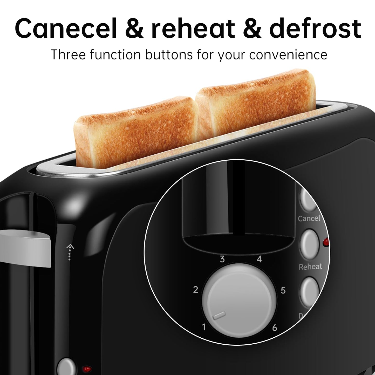 SEEDEEM 2 Slice Slim Toaster, Single 10" Long Slot Toaster Fits Bagels & Artisan Bread, 6 Shade Settings, Cancel/Reheat/Defrost, Removable Crumb Tray, Auto Shut-Off, Black