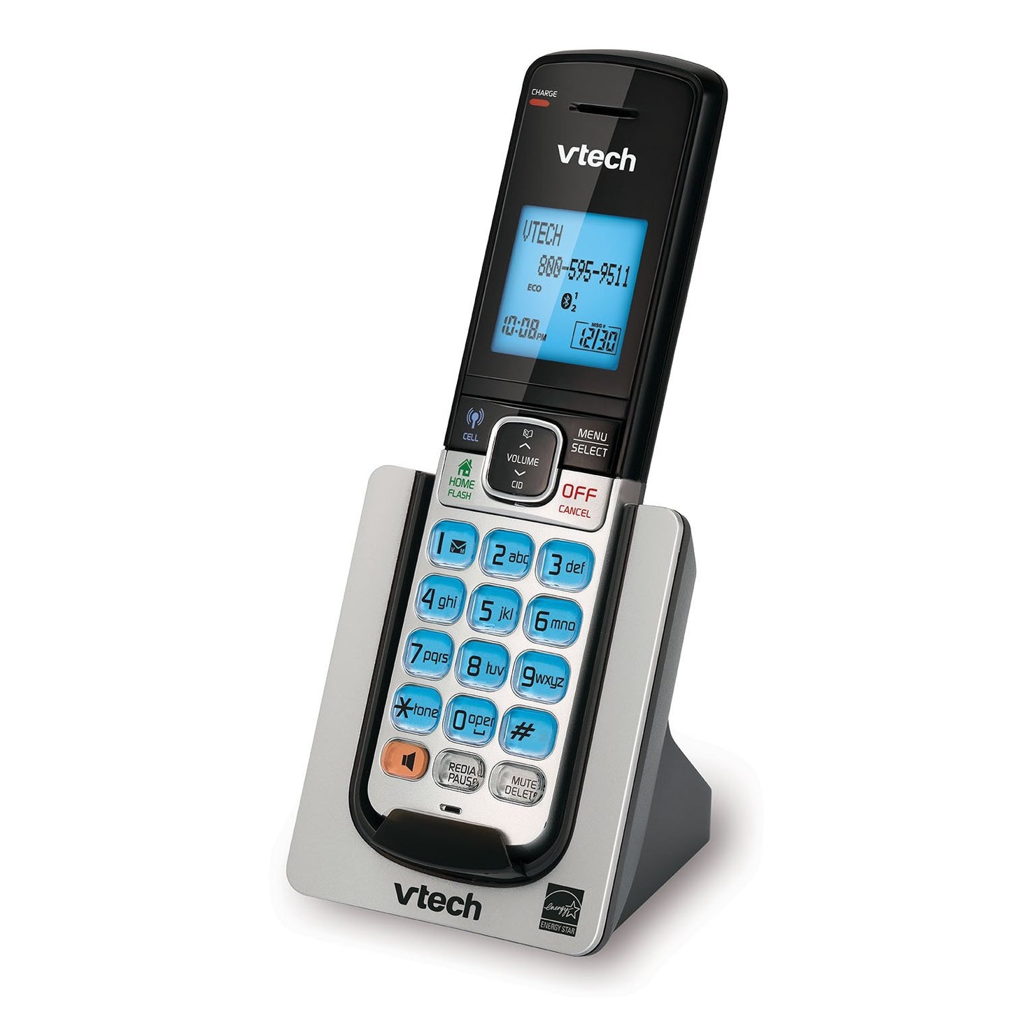 VTech DS6600 DECT6.0 Cordless Accessory Handset (Requires The DS6611-2 or DS6621-2 Base to Pair with, Sold Separately), Black and Silver