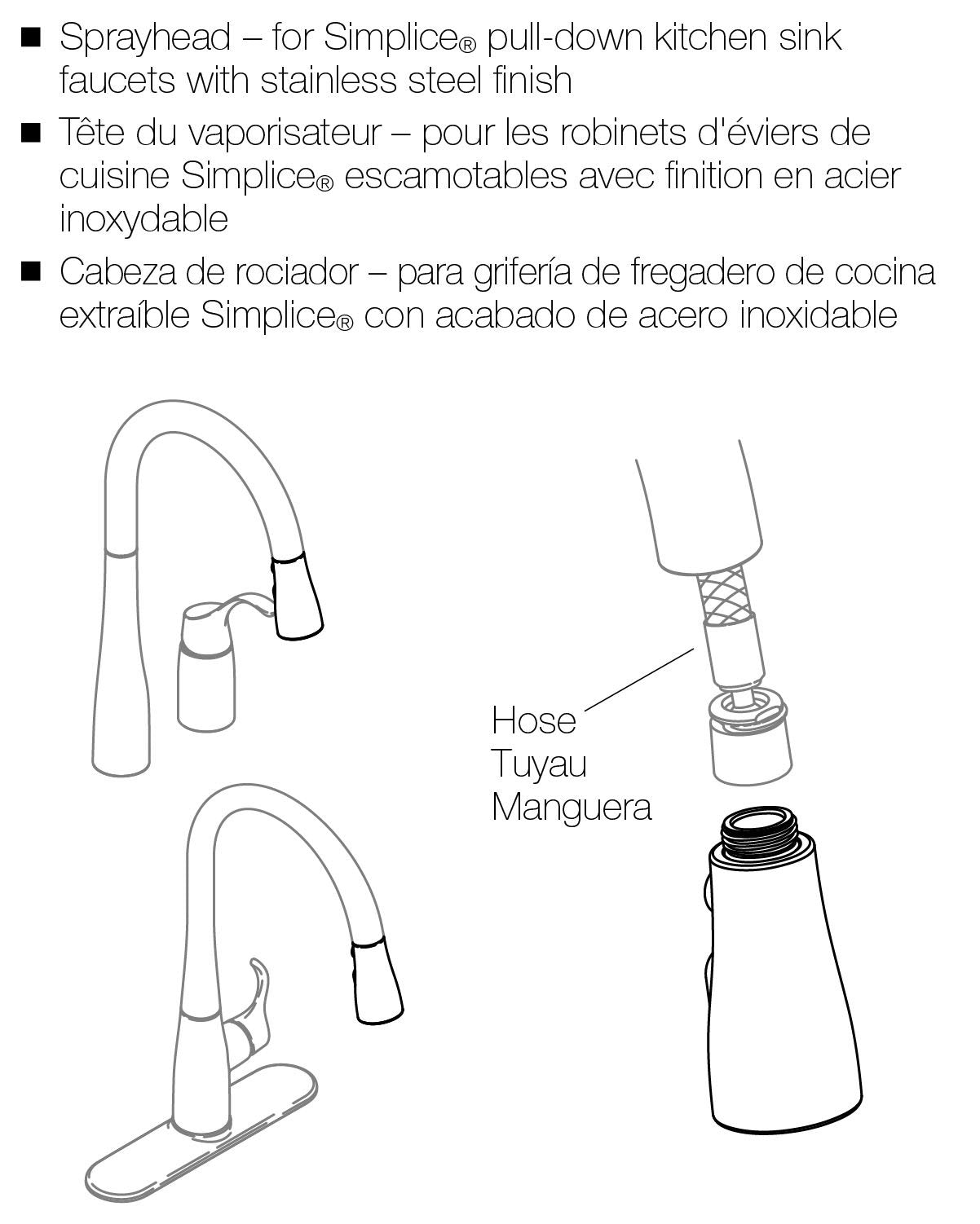 Kohler GP1043211-VS Simplice Pull-Out Spray Head In Stainless Finish