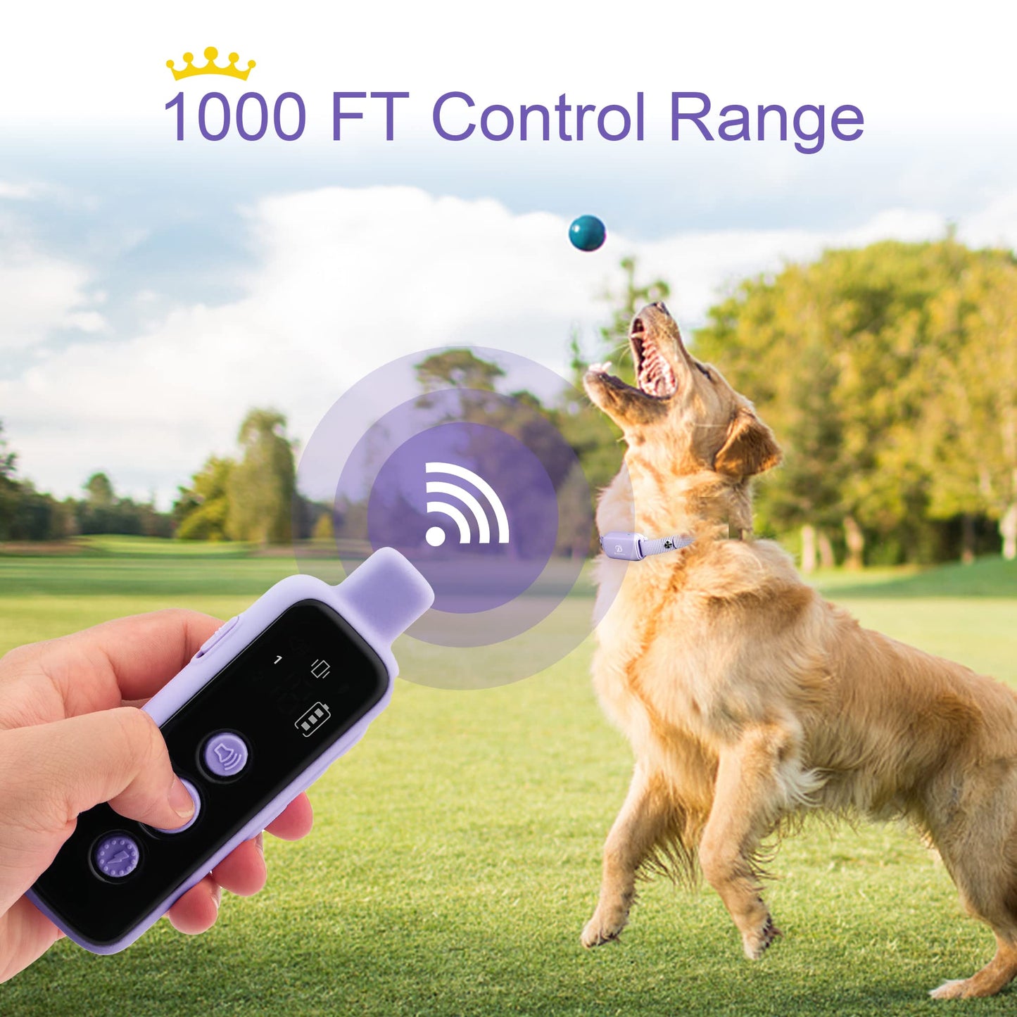 Bousnic Shock Collar for Dogs - Waterproof Rechargeable Dog Electric Training Collar with Remote for Small Medium Large Dogs with Beep, Vibration, Safe Shock Modes (8-120 Lbs) (Purple)