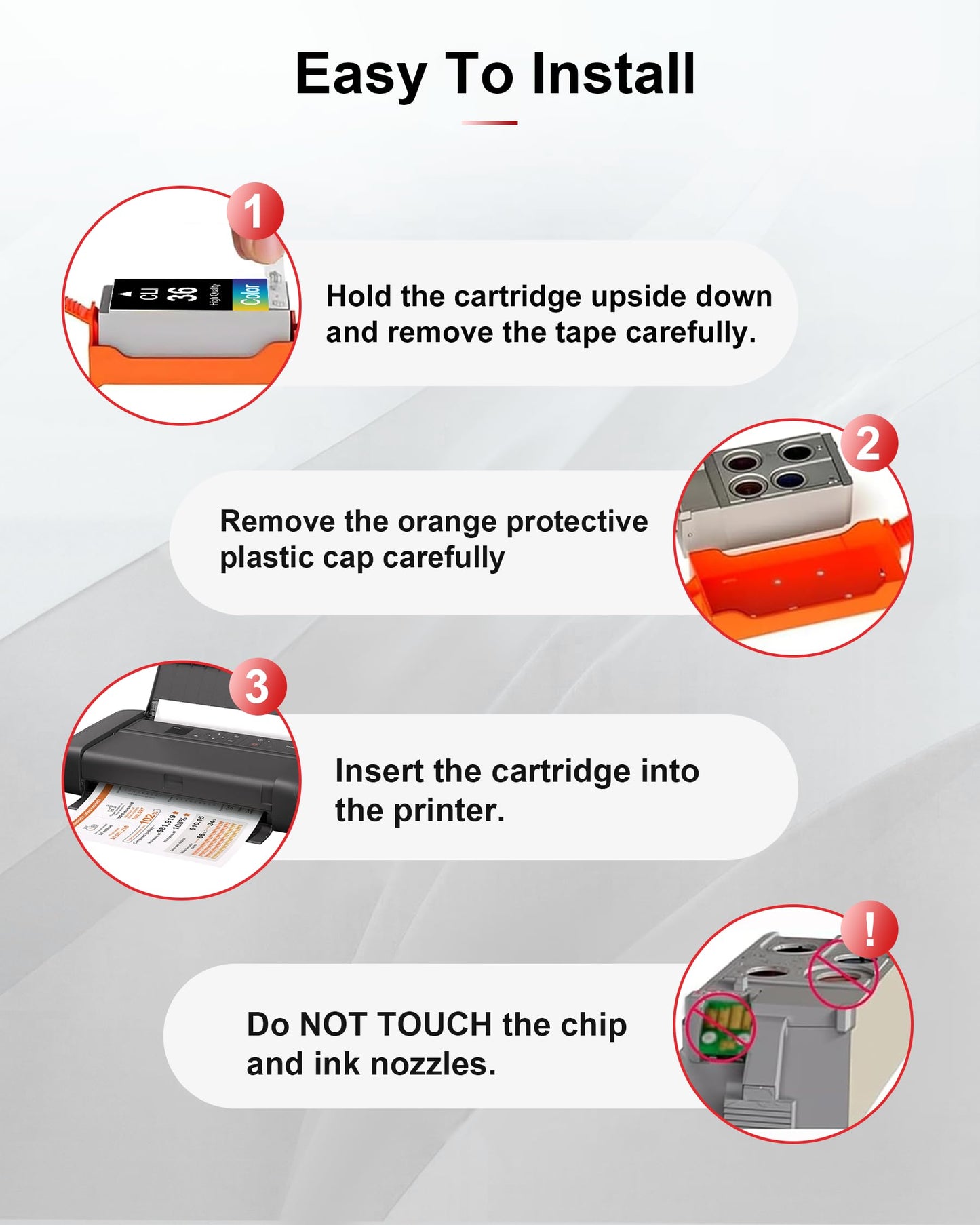PGI-35 CLI-36 Ink Cartridges High Yield 3 Pack Replacement for Canon 35 36 Ink TR150 TR160 iP110 IP100 Mini260 Mini320 Printers (2Black / 1Tri-Color)