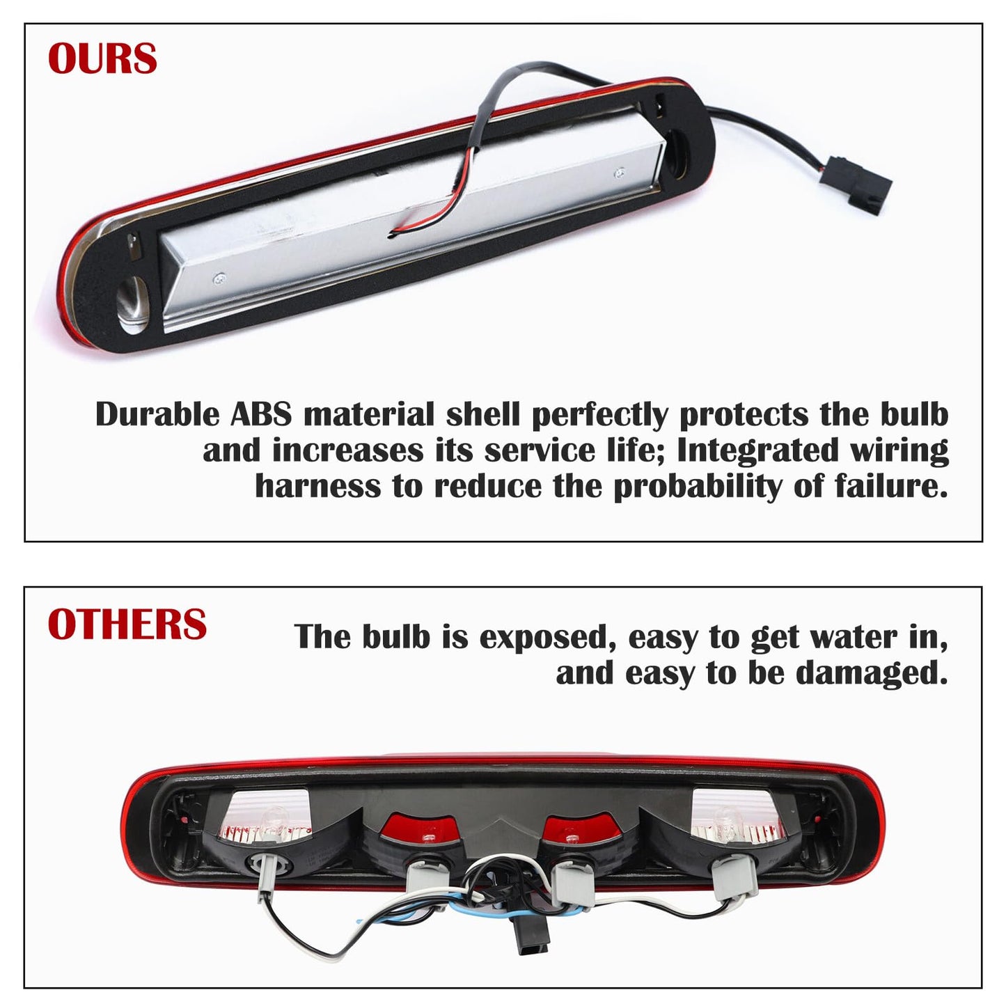 Wocch 25890530 07-13 Silverado 3rd Brake Light High Mount Stop Light LED Third Brake Light Lamp for Chevy Silverado GMC Sierra 1500 2500 3500 HD 2007 2008 2009 2010 2011 2012 2013