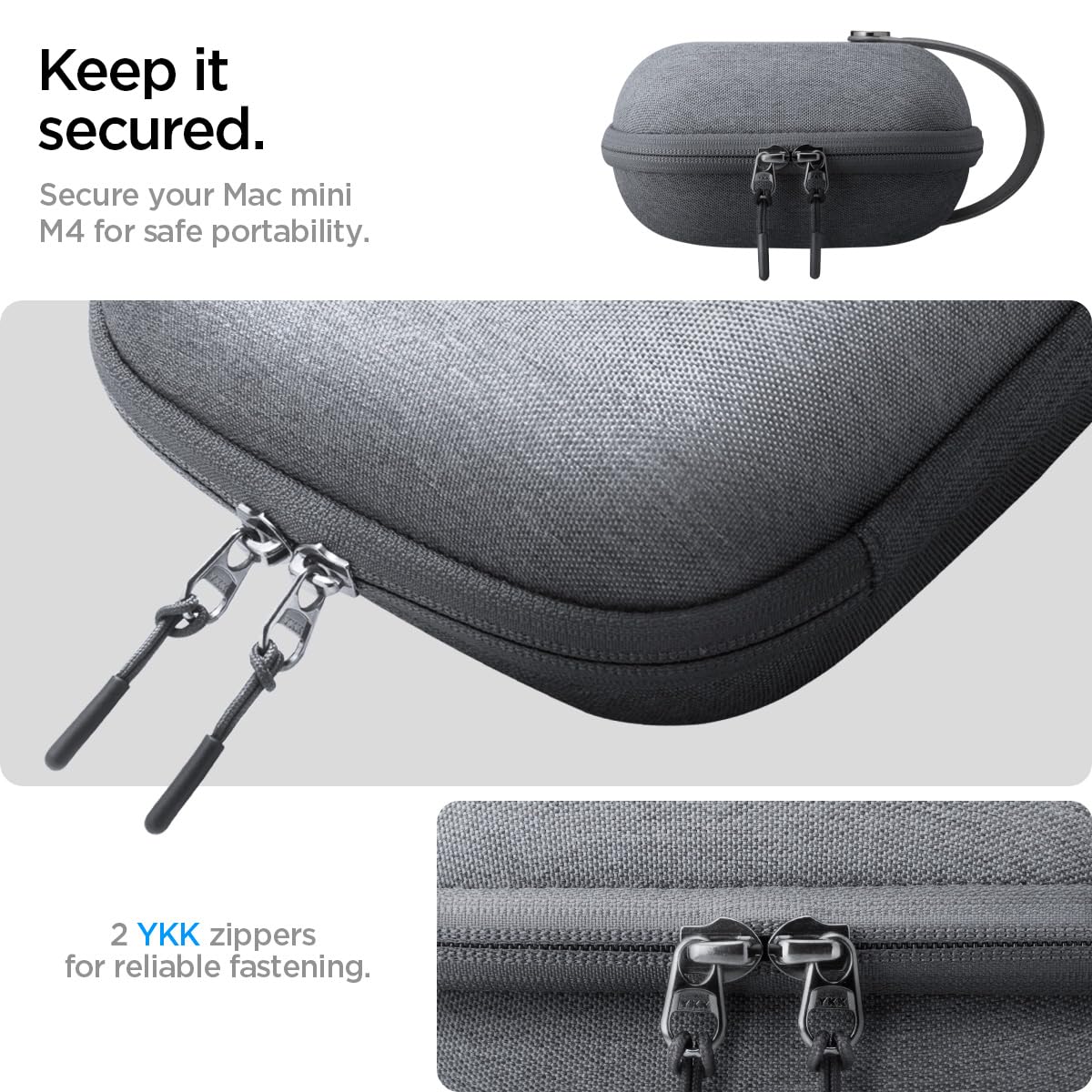 Spigen Klasden Pouch Designed for Mac mini M4 M4 Pro (2024) Portable Travel Case Pouch Storage - Charcoal Gray