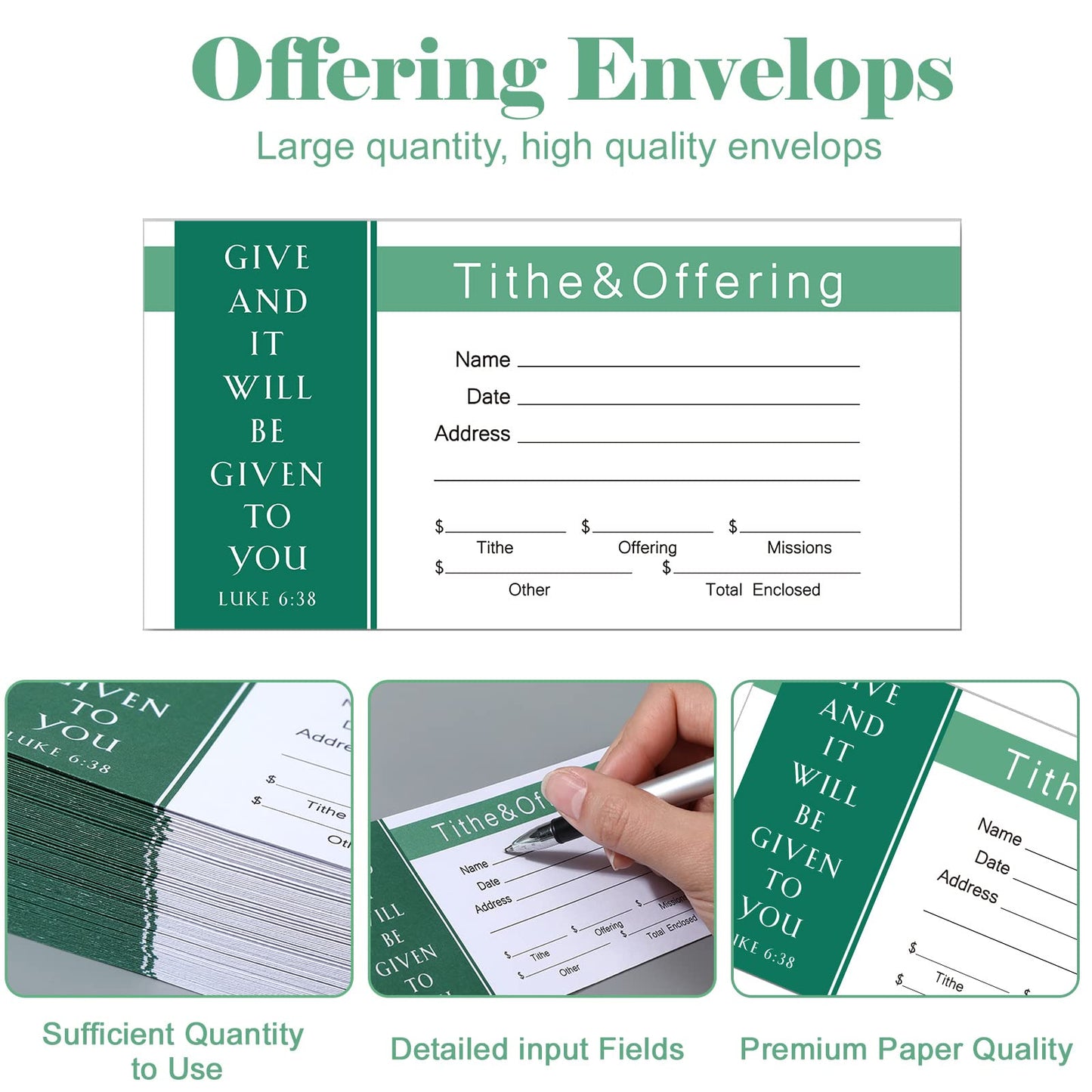 Woanger 500 Count Tithes and Offering Envelopes for Donation Envelope Bill Size Checks and Cash for Tithes and Offering(Stylish)