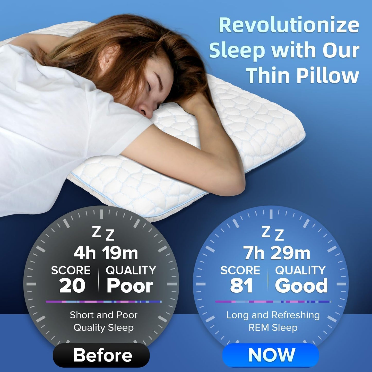 Ultra Thin Flat Pillows for Sleeping,Cooling Slim Memory Foam Pillow 3.25 in Ultra Thin Pillow,Low Profile Sleeper Pillows for Stomach Back Sleeper for Neck and Back Support Stomach sleeping pillow